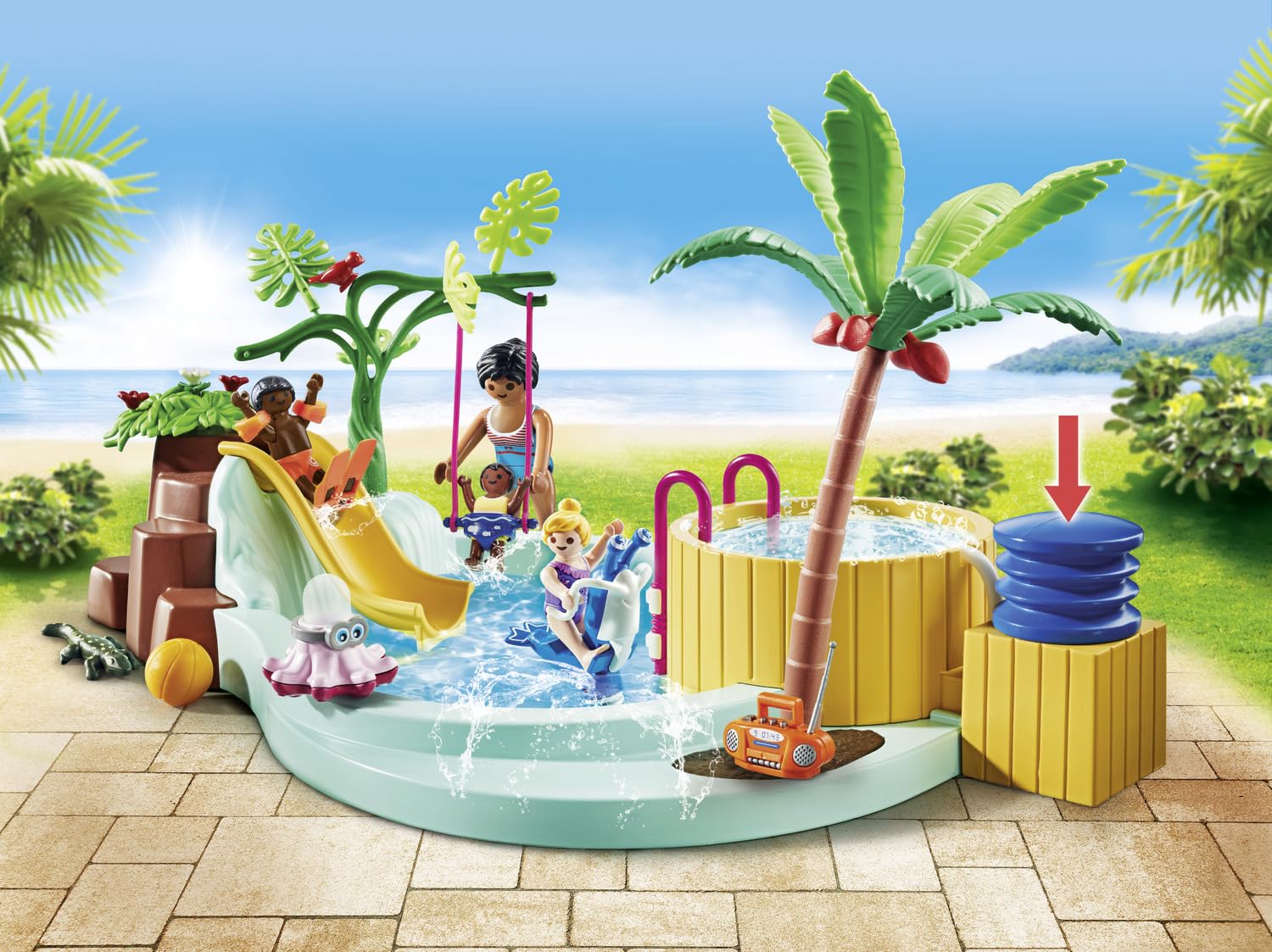 Foto 4 pulgar | Piscina Infantil Playmobil Con Balancín De Primavera Y Bañera De Hidromasaje - Venta Internacional.