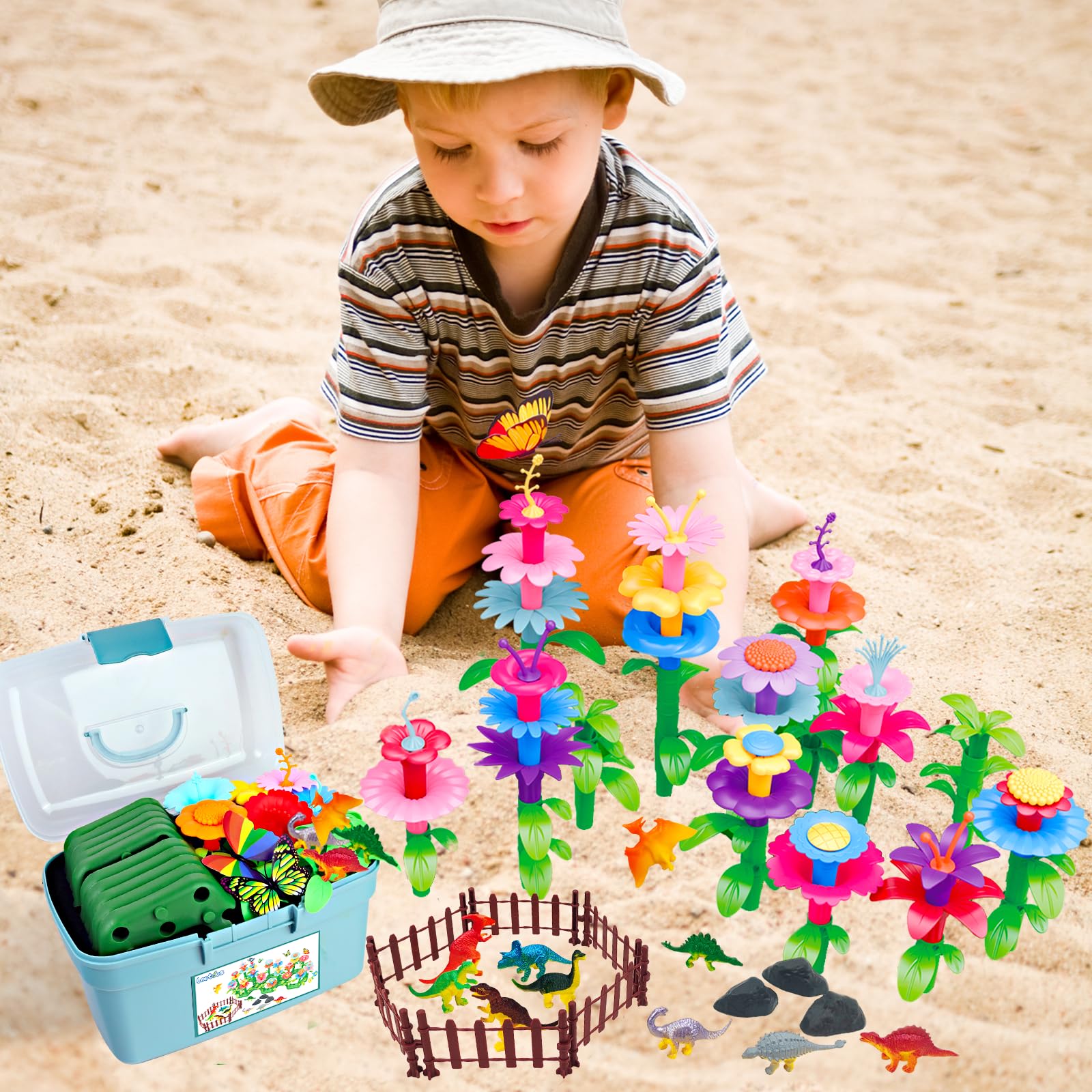 Foto 4 | Bloques De Construcción Leetous Dinosaur Flower Garden 167 Unidades - Venta Internacional.
