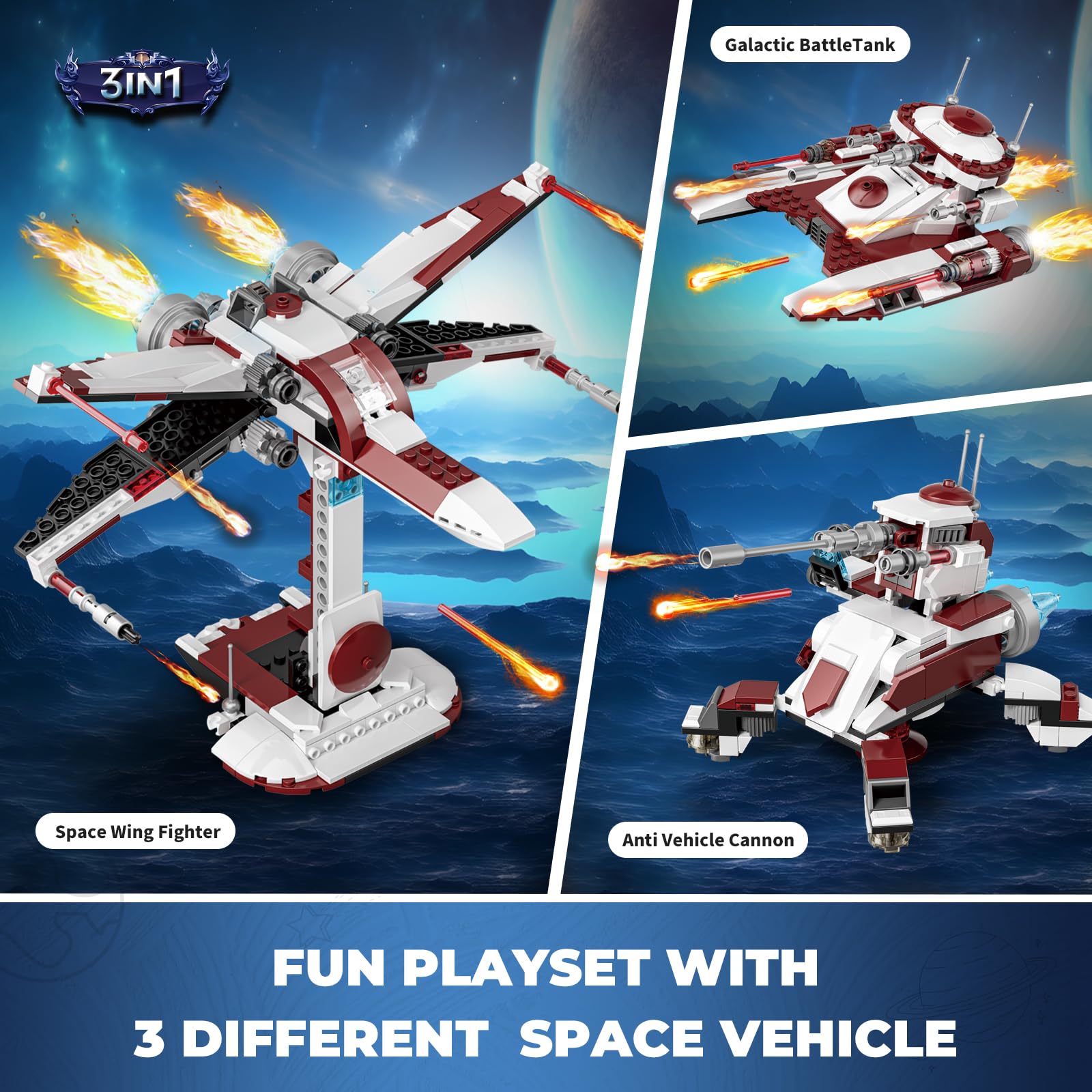 Foto 3 pulgar | Set De Construcción Qlt 3 En 1 Space Wars Space Wing Fighter De Más De 6 Años - Venta Internacional.