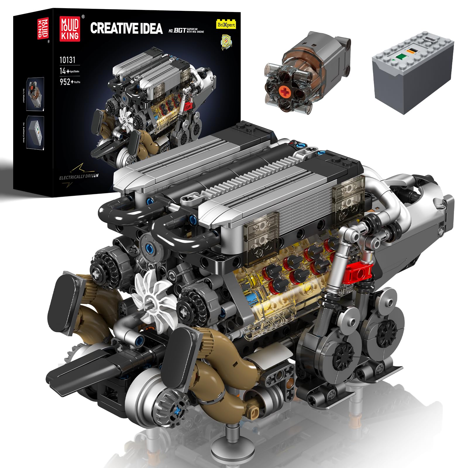 Juego De Bloques De Construcción Mould King W16 Engine 952 Piezas Con Batería - Venta Internacional.