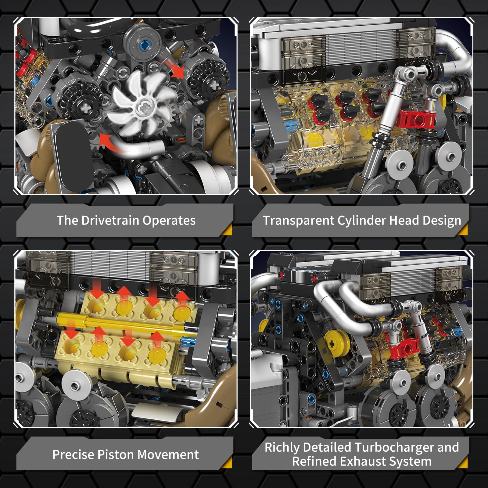 Foto 6 pulgar | Juego De Bloques De Construcción Mould King W16 Engine 952 Piezas Con Batería - Venta Internacional.