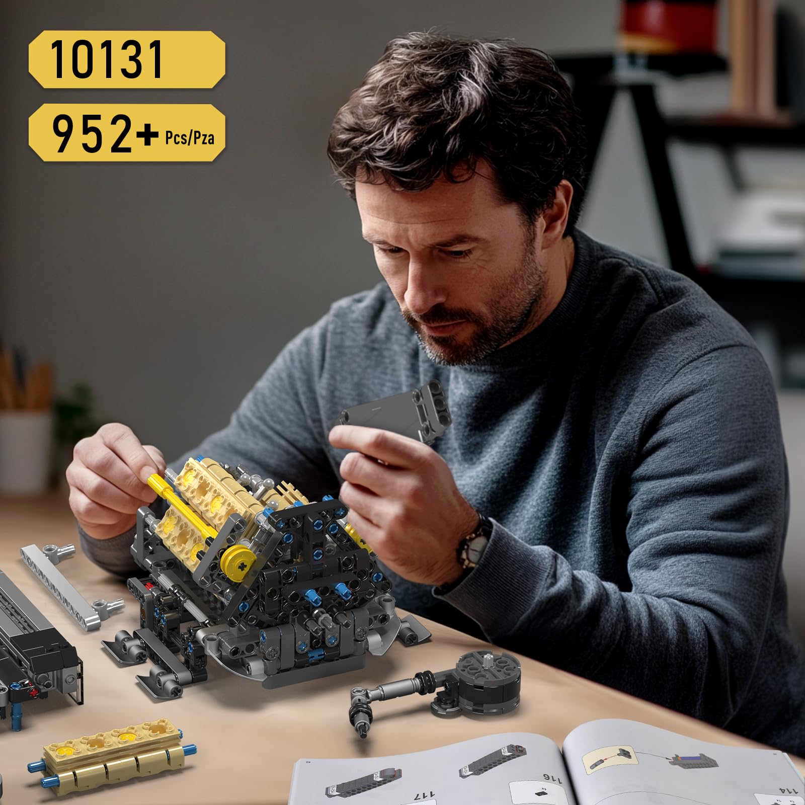 Foto 7 | Juego De Bloques De Construcción Mould King W16 Engine 952 Piezas Con Batería - Venta Internacional.