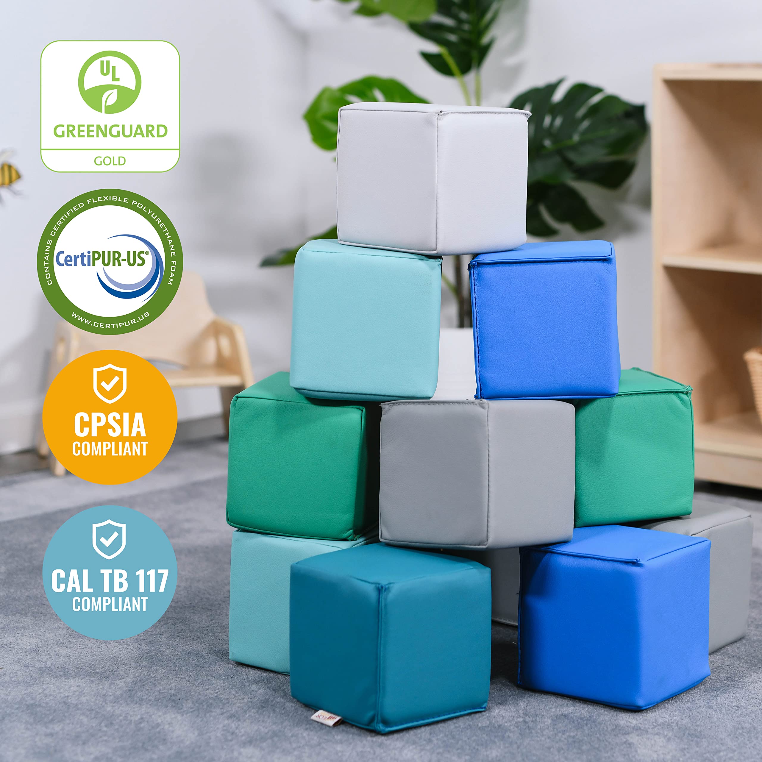 Foto 7 pulgar | Building Blocks Ecr4kids Softzone Patchwork Para Niños Pequeños, 12 Piezas - Venta Internacional.