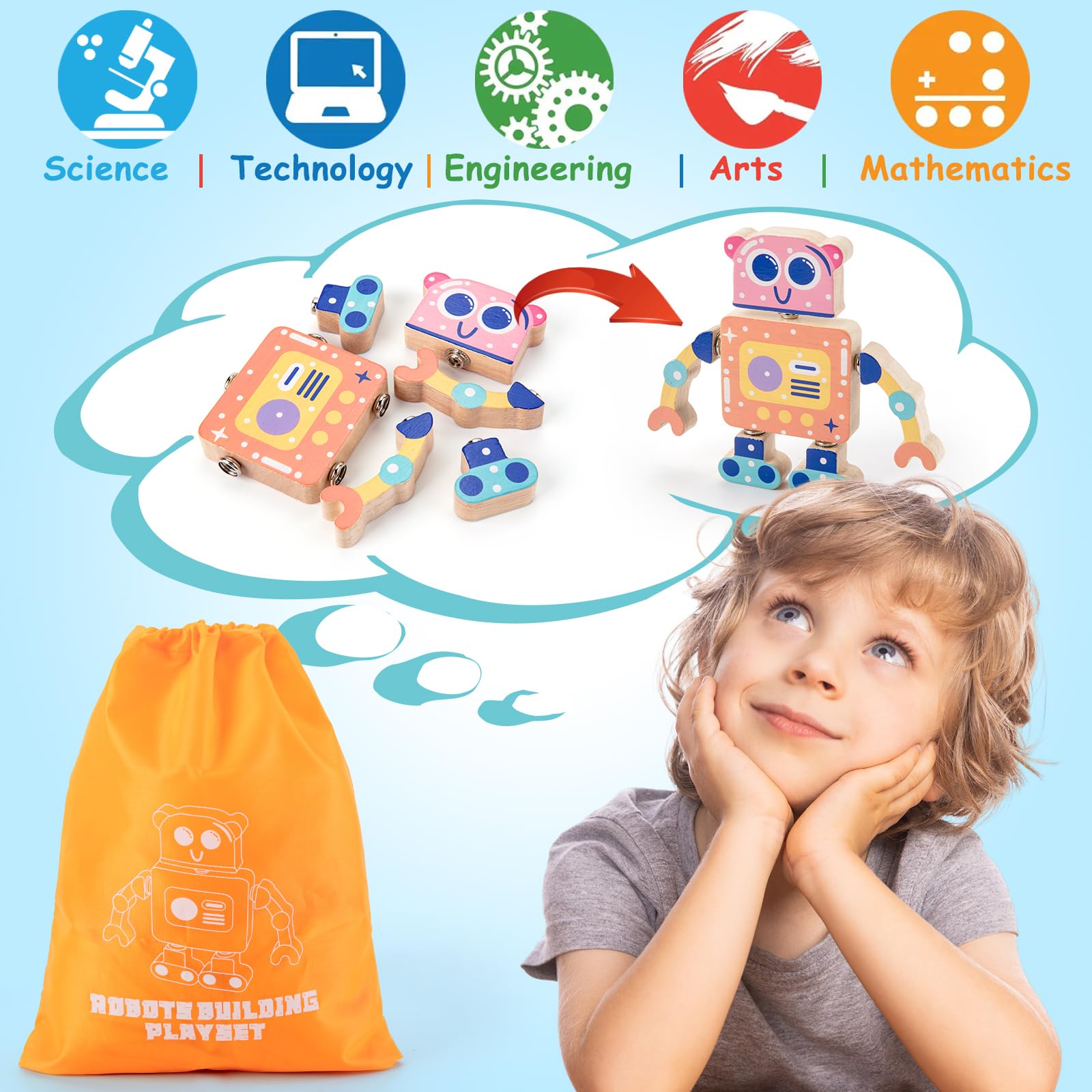 Foto 5 | Building Toys Kodatek De Madera Con Cierre A Presión Para Niños De 3 A 6 Años - Venta Internacional.