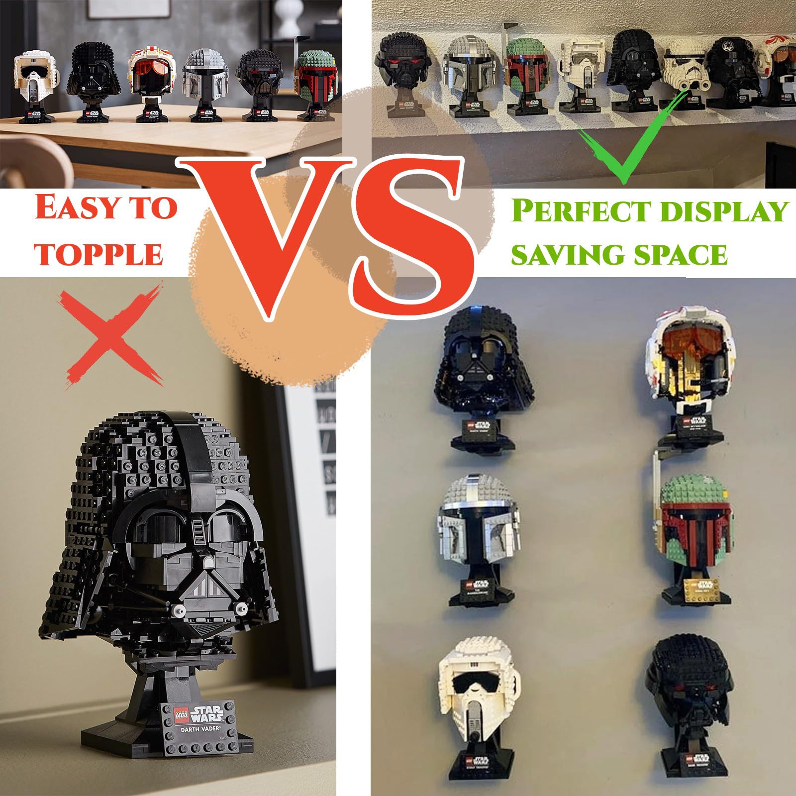Foto 4 pulgar | Soporte De Pared Para Casco Lego Star Wars Teyouyi Negro, 8 Unidades - Venta Internacional.
