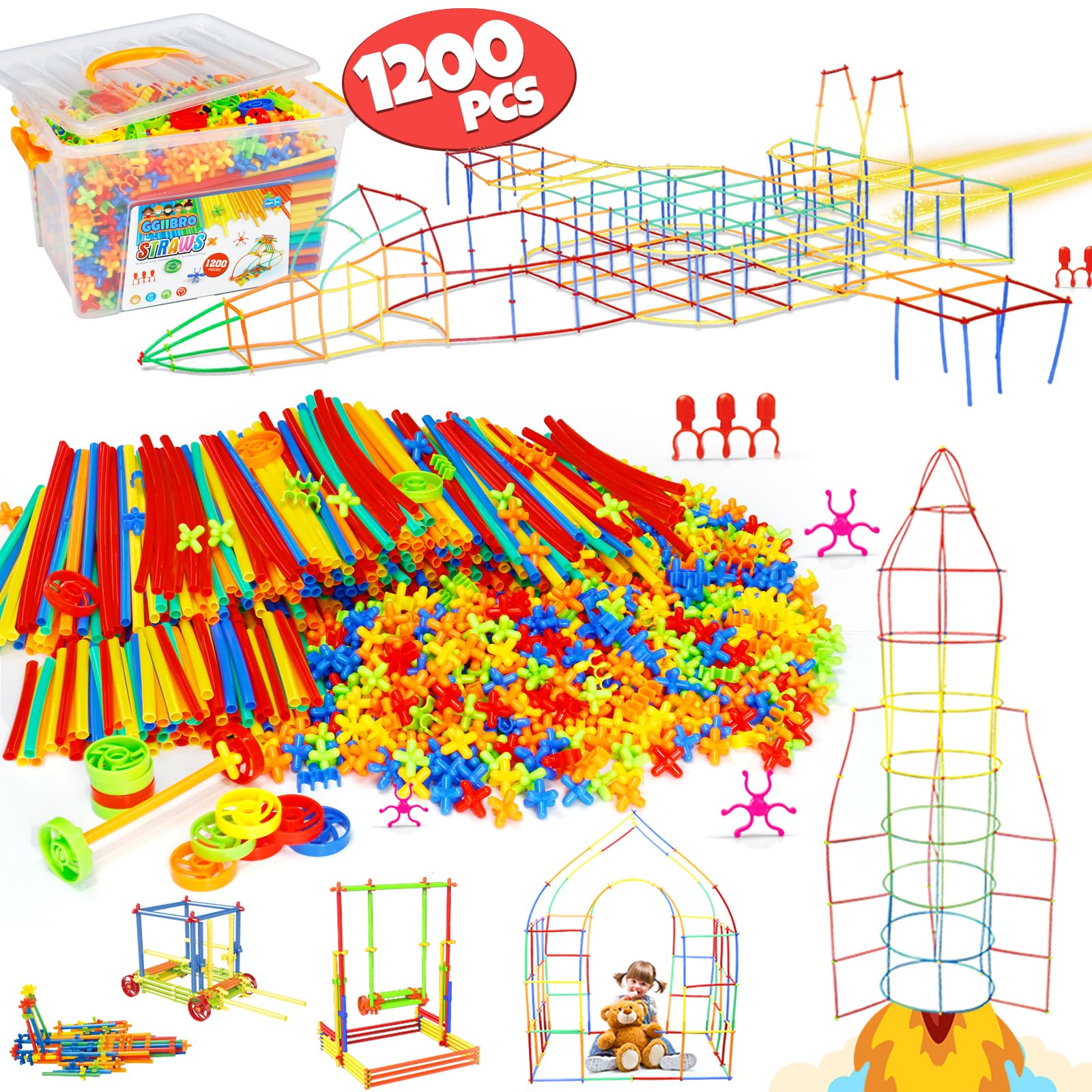 Foto 2 pulgar | Juguetes De Construcción Stem Straw Constructor Toys Giibro, 1200 Piezas - Venta Internacional.