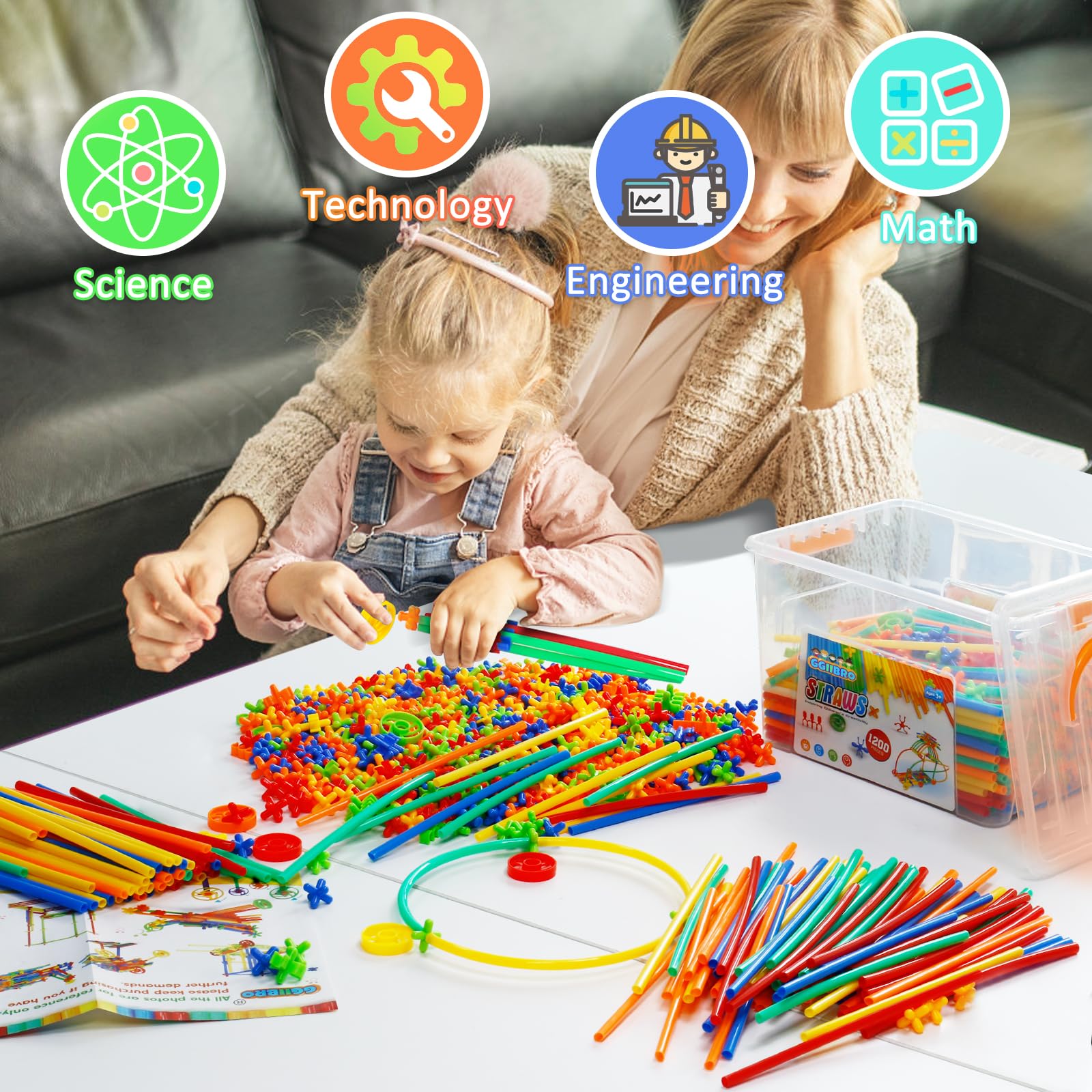 Foto 7 pulgar | Juguetes De Construcción Stem Straw Constructor Toys Giibro, 1200 Piezas - Venta Internacional.