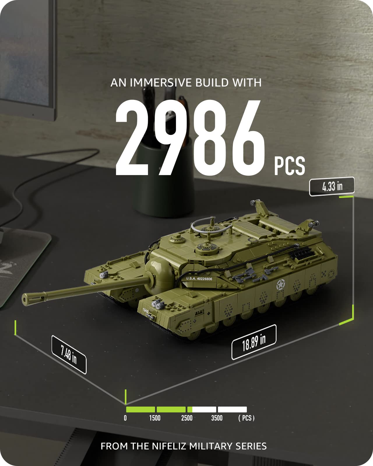 Foto 2 | Tanque Superpesado Nifeliz T28 De Model Toy Para Adultos, Con 2.986 Unidades - Venta Internacional.