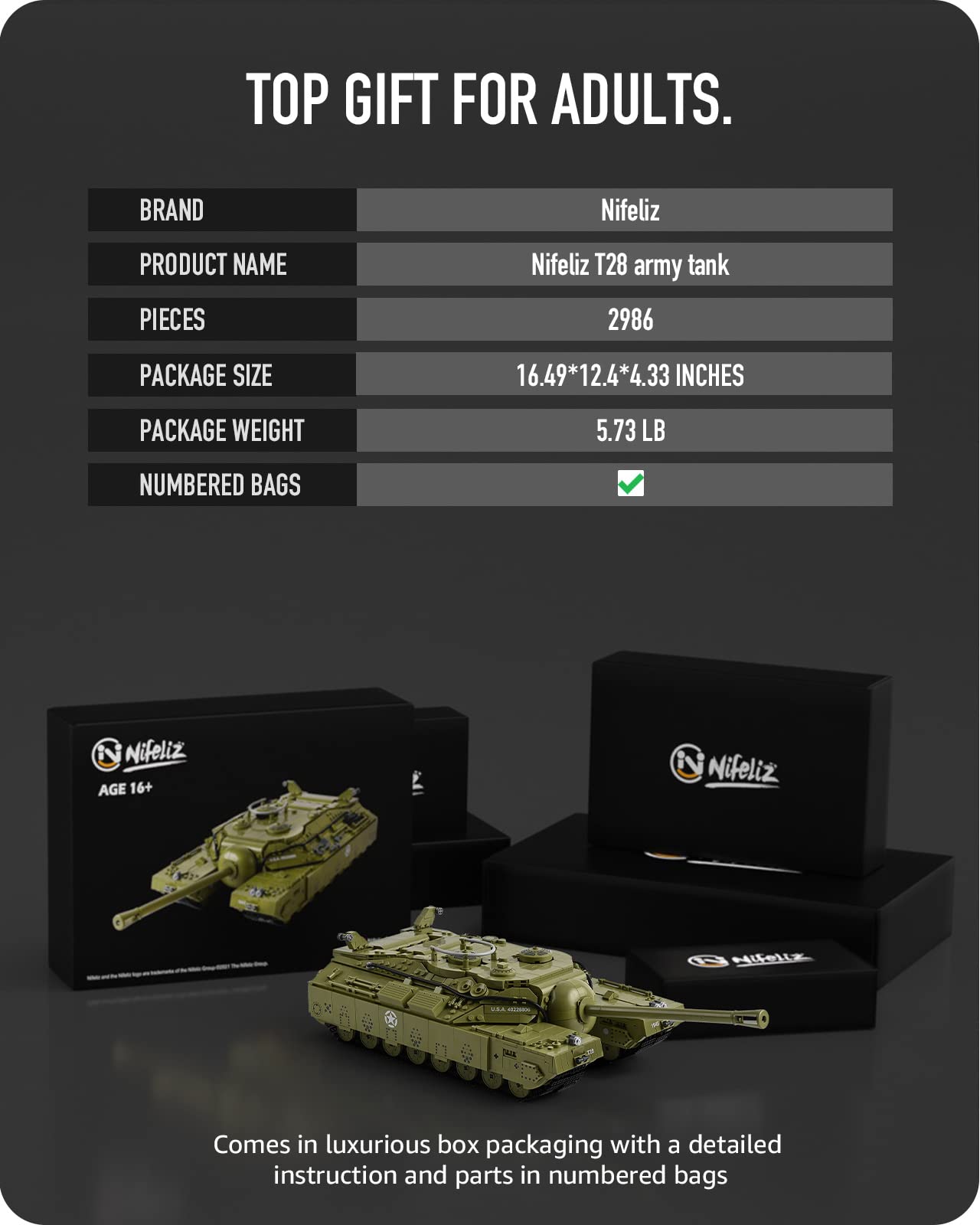 Foto 5 | Tanque Superpesado Nifeliz T28 De Model Toy Para Adultos, Con 2.986 Unidades - Venta Internacional.