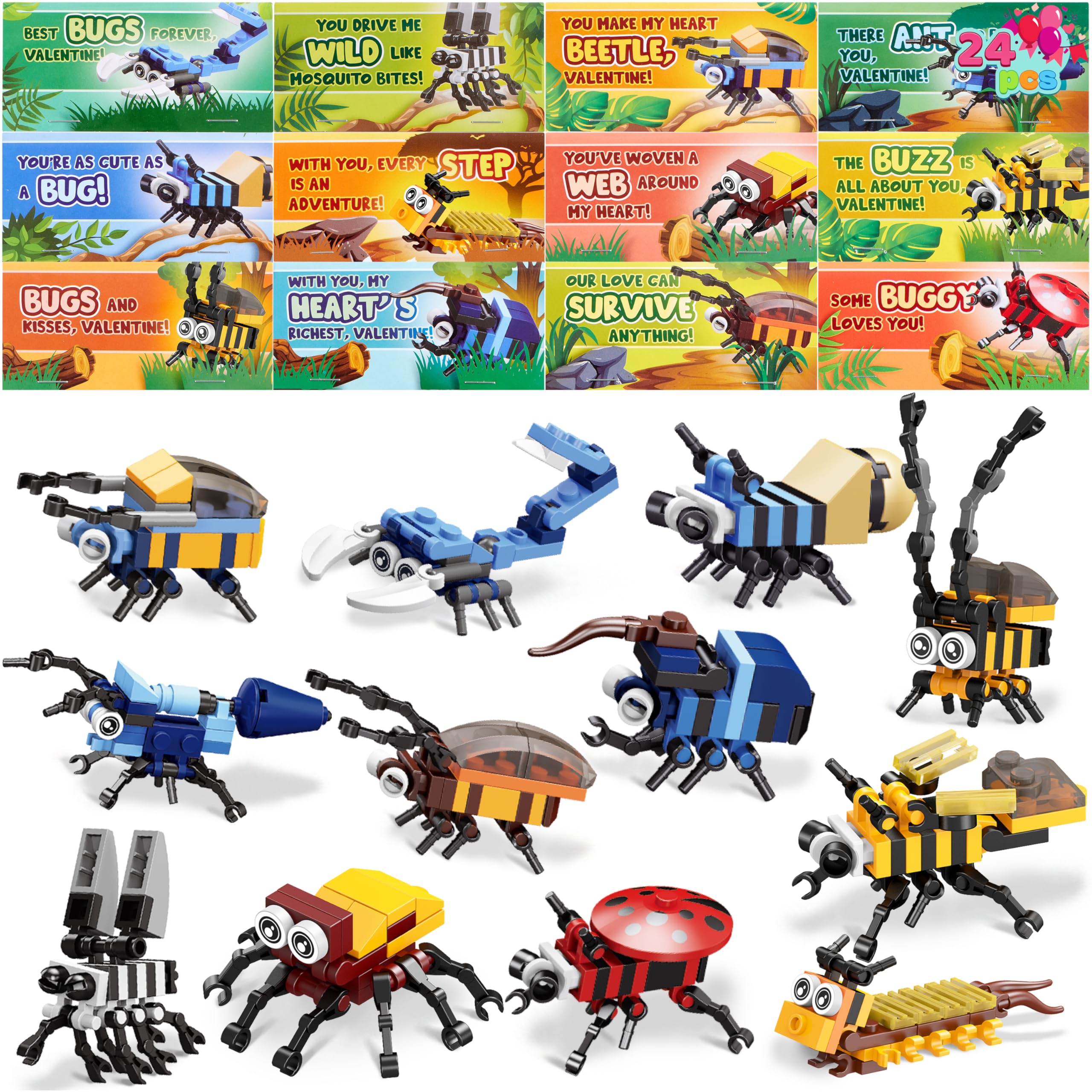 Tarjetas De San Valentín Joyin Building Block, 24 Paquetes Para Niños - Venta Internacional.