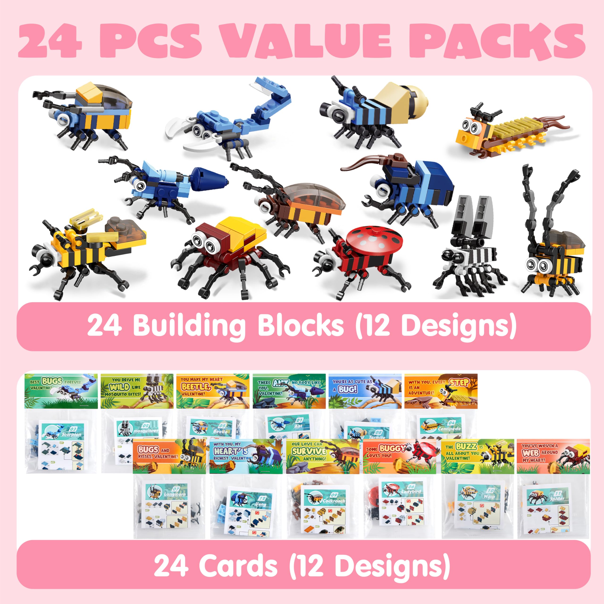 Foto 3 pulgar | Tarjetas De San Valentín Joyin Building Block, 24 Paquetes Para Niños - Venta Internacional.