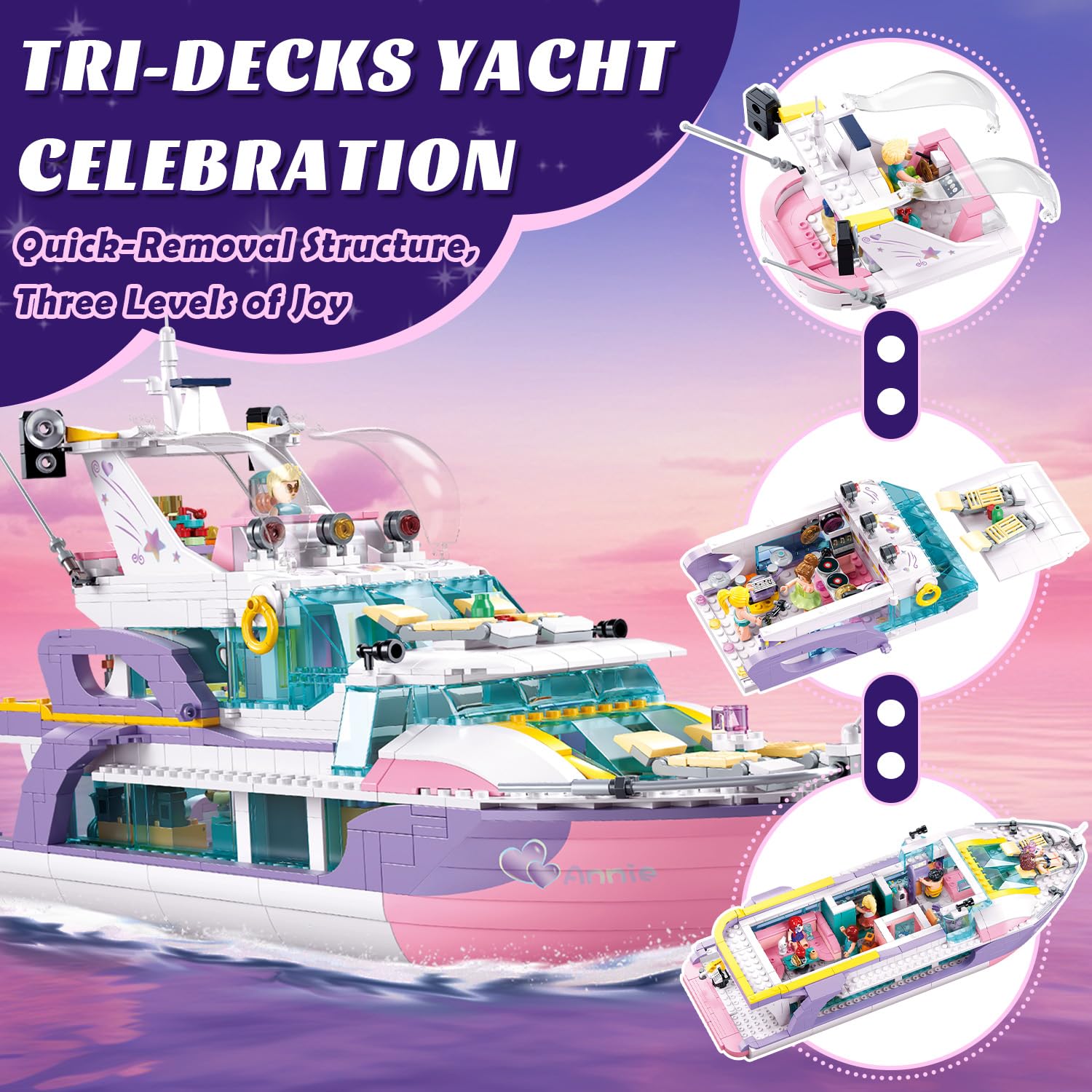 Foto 2 | Juguete De Construcción Sluban Friends Pink Yacht Girls De 8 A 12 Años Con 8 Minifiguras - Venta Internacional.