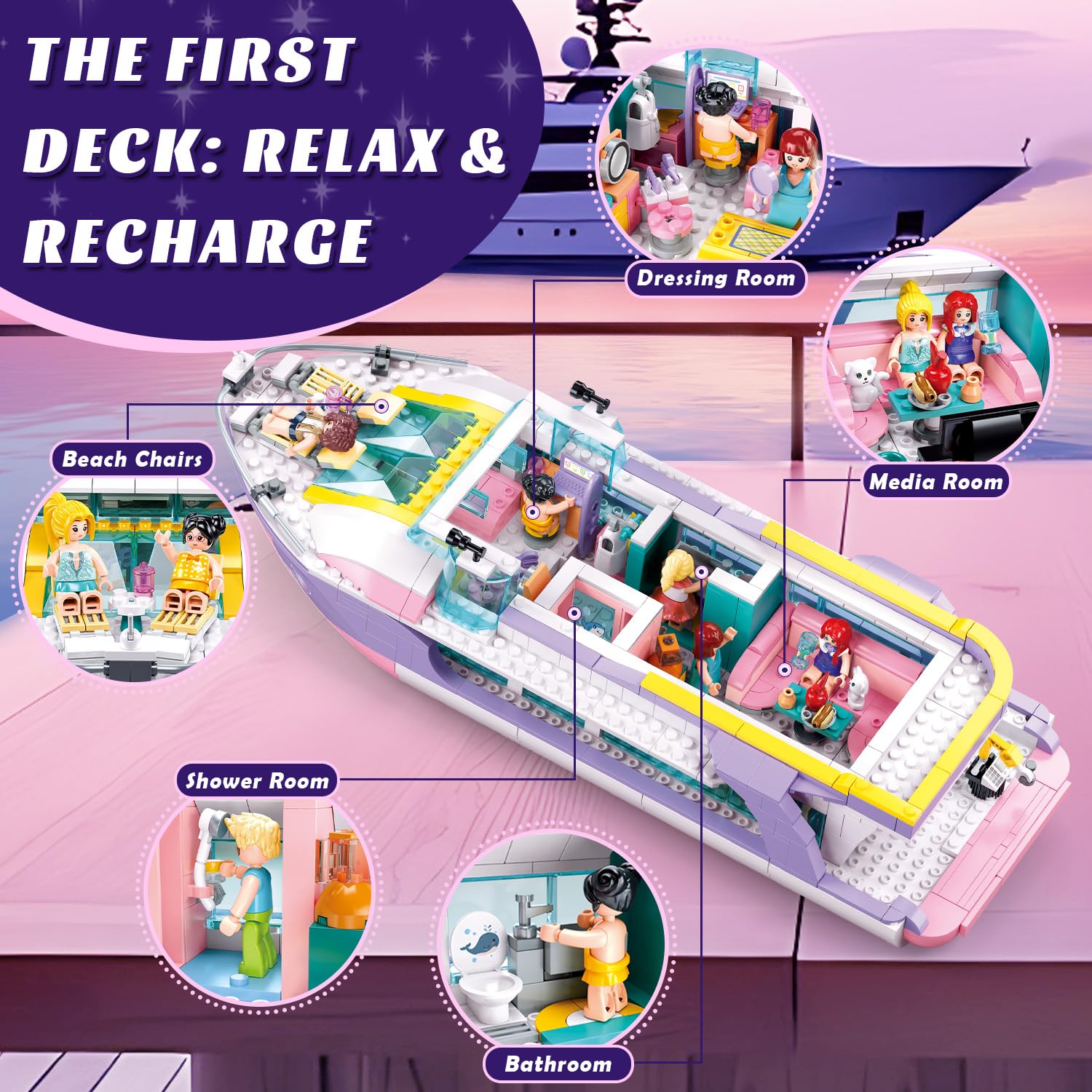 Foto 4 pulgar | Juguete De Construcción Sluban Friends Pink Yacht Girls De 8 A 12 Años Con 8 Minifiguras - Venta Internacional.