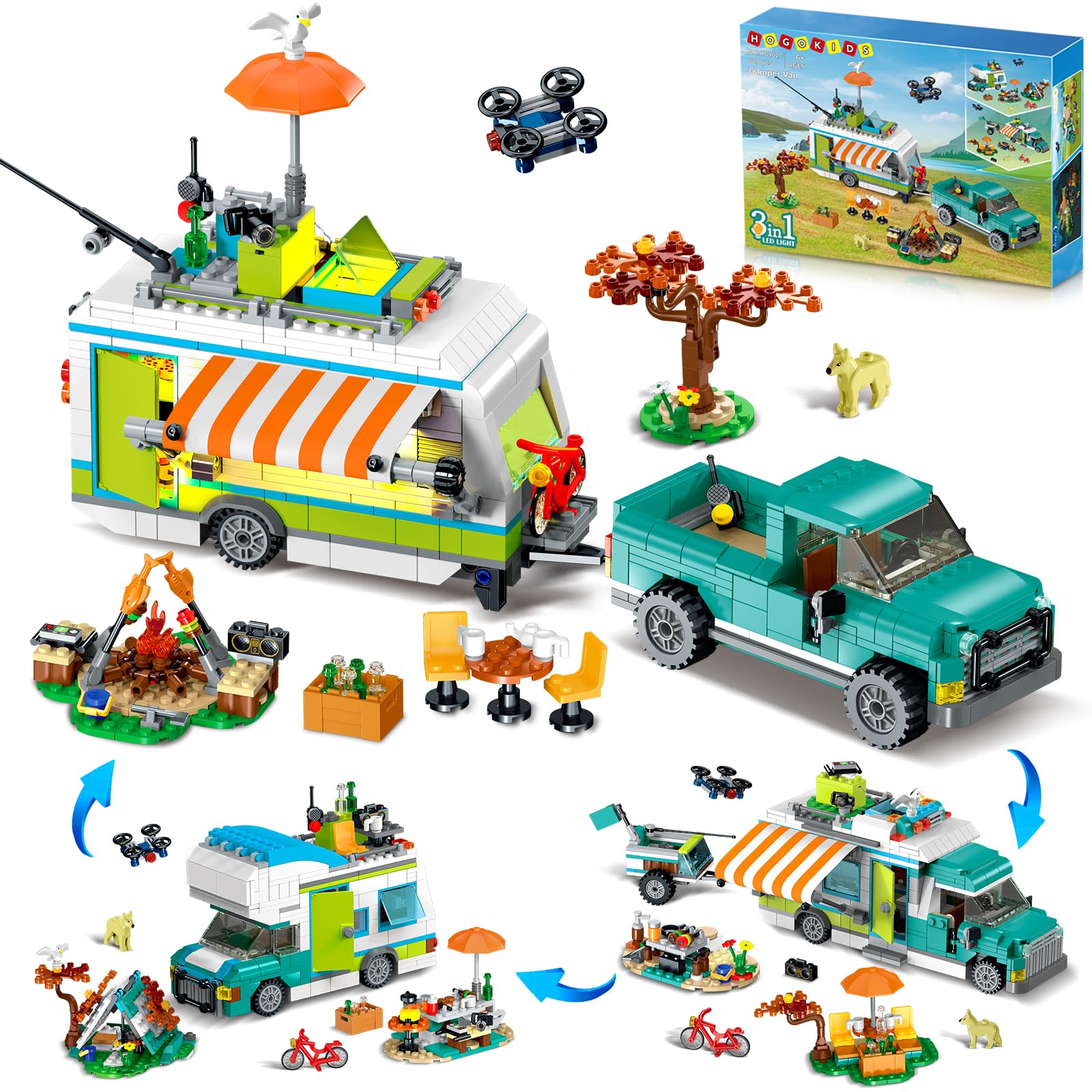 Foto 2 pulgar | Set De Construcción Hogokids City Camper Van Con Luz Led, 879 Piezas, De 6 A 12 Años - Venta Internacional.