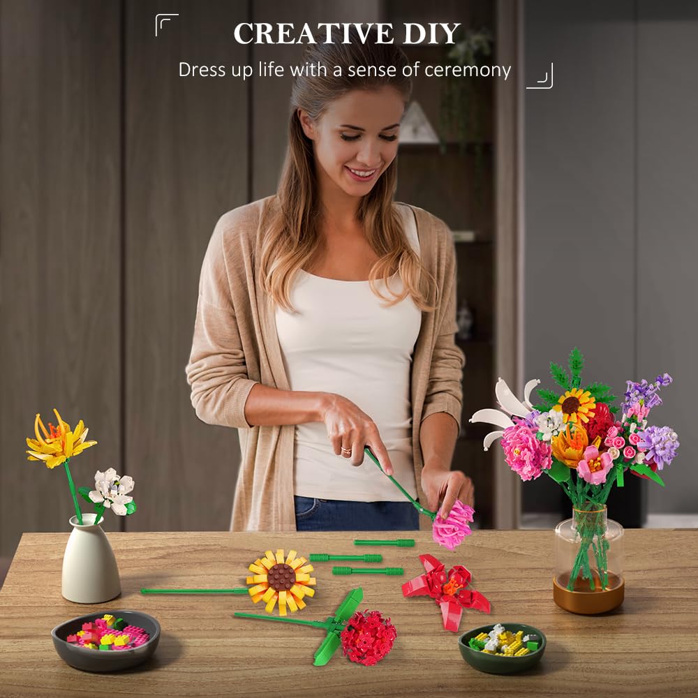 Foto 5 | Set De Construcción Hogokids Con Ramo De Flores Con 1413 Piezas Para Más De 8 Años - Venta Internacional.