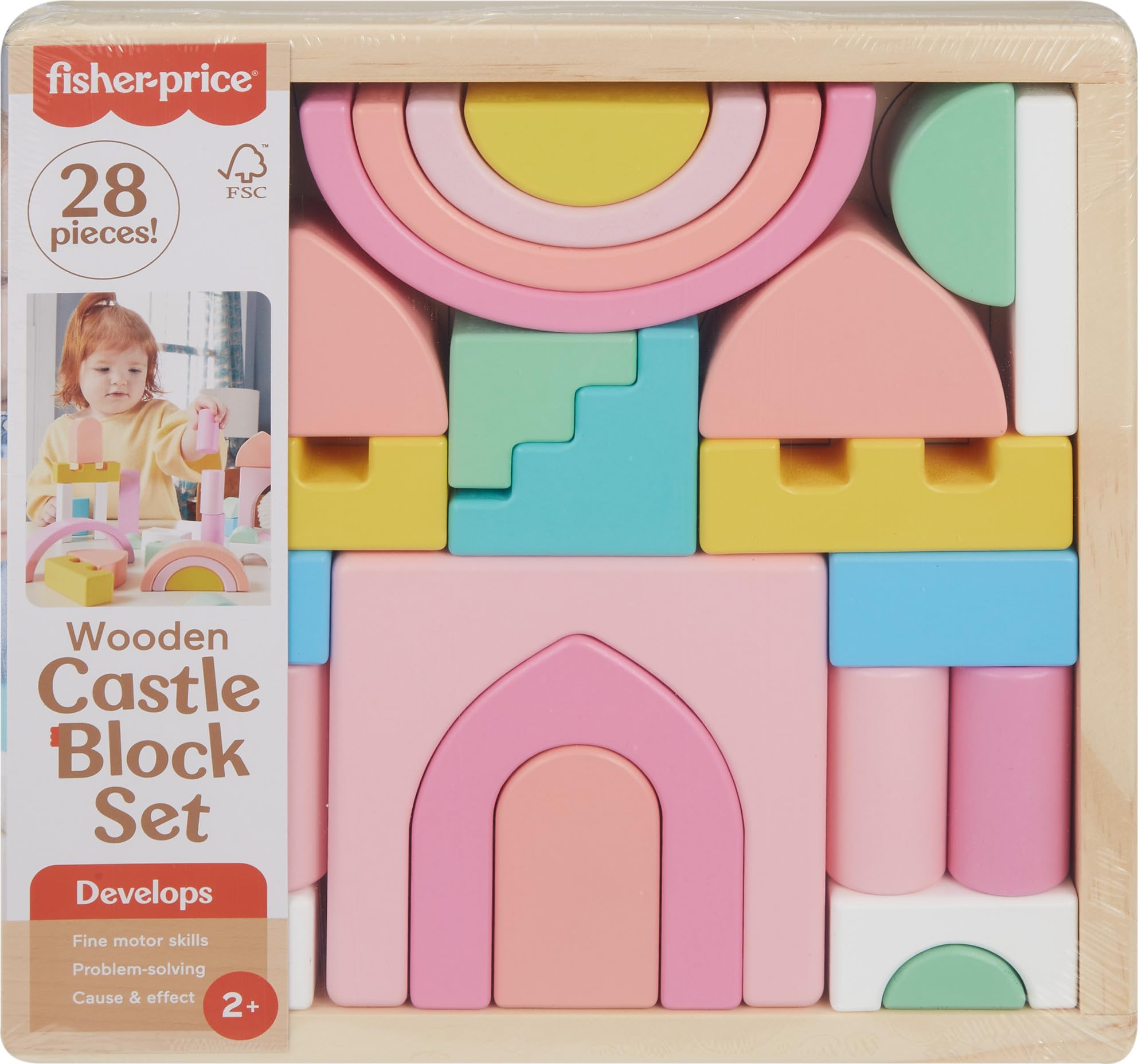 Foto 2 pulgar | Juego De Bloques Toy Castle Wood De Fisher-price, 28 Piezas Para Niños De 2 Años O Más - Venta Internacional.