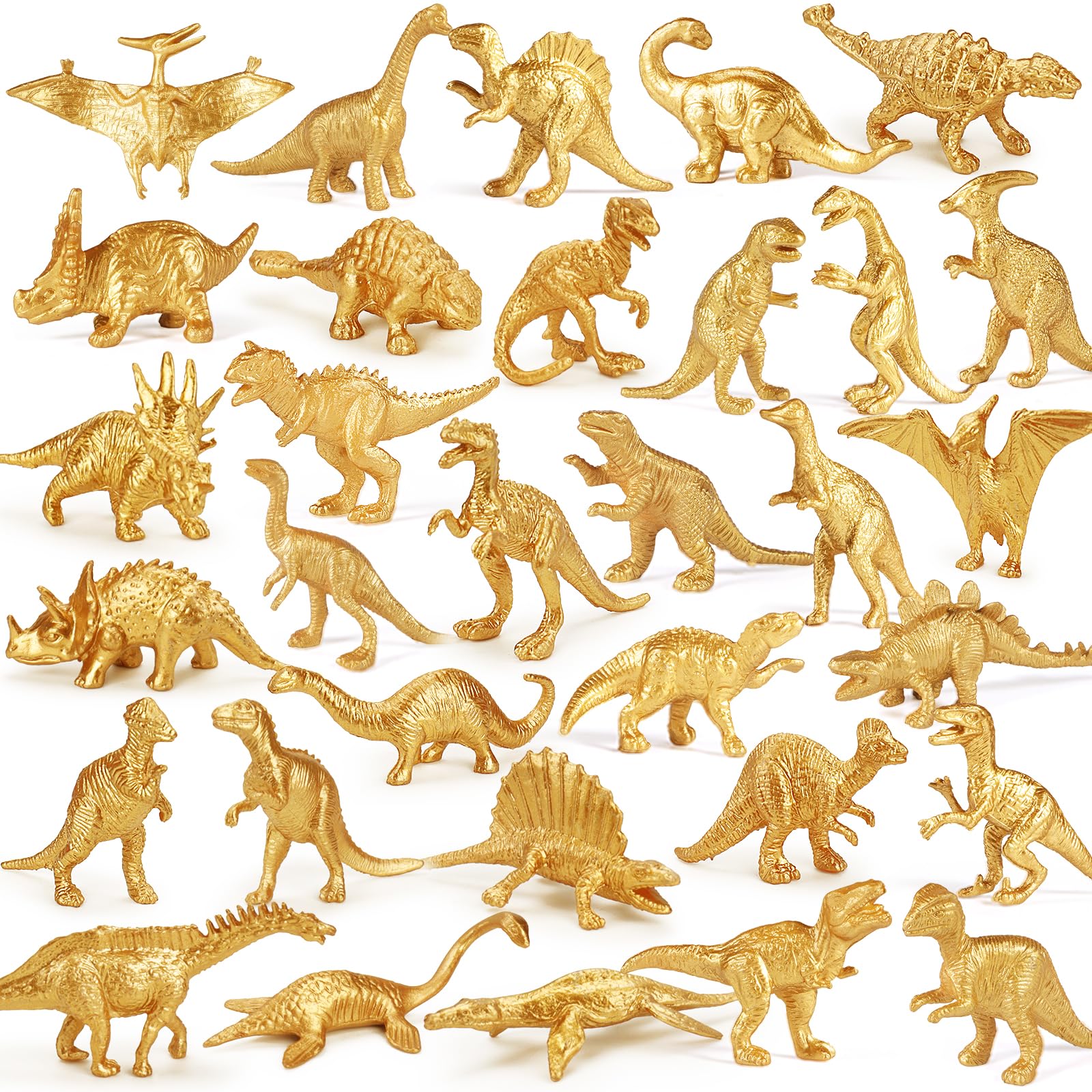 Foto 2 pulgar | Minifiguras De Dinosaurios Augtoy De Plástico Dorado, 48 Unidades Para Niños De 2 Años - Venta Internacional.