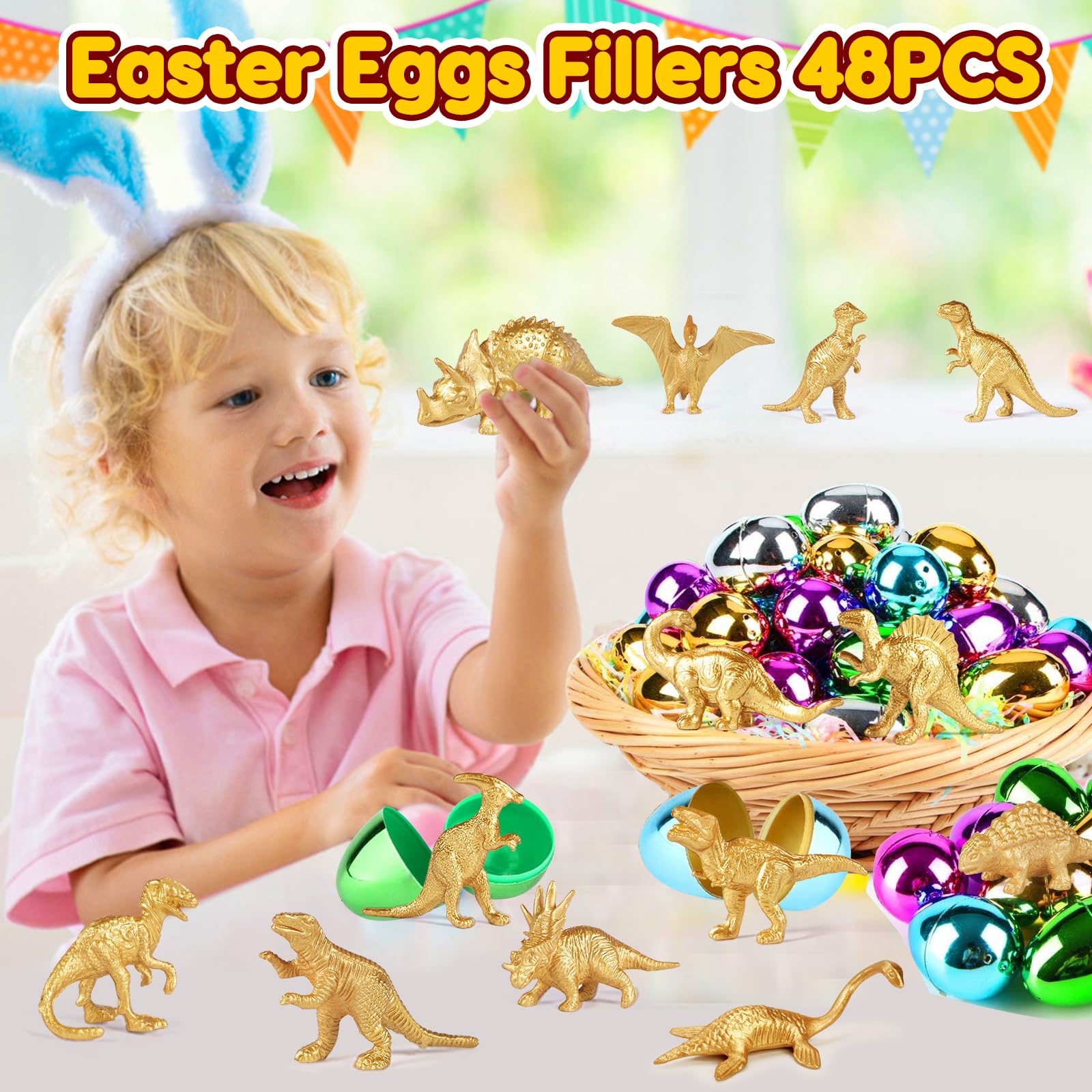 Foto 4 pulgar | Minifiguras De Dinosaurios Augtoy De Plástico Dorado, 48 Unidades Para Niños De 2 Años - Venta Internacional.