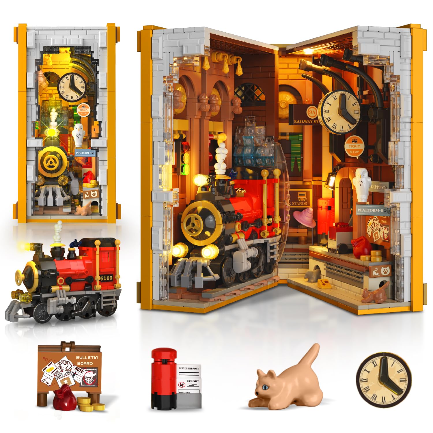 Set De Construcción Hogokids Magic Train Station Book Nook Con Luz - Venta Internacional.