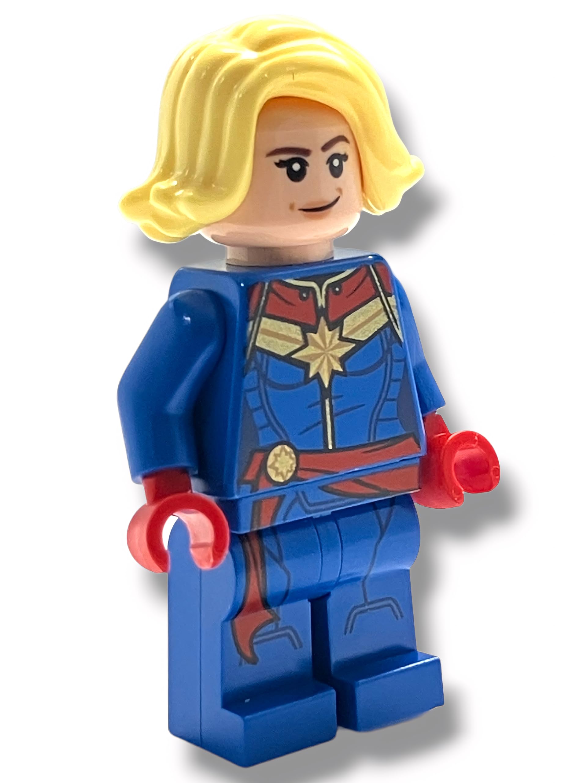 Minifigura Lego Super Heroes Captain Marvel Con Pelo Amarillo - Venta Internacional.