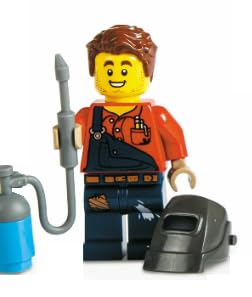 Minifigura Lego City Welder Harl Hubbs Con Equipo De Soldadura - Venta Internacional.