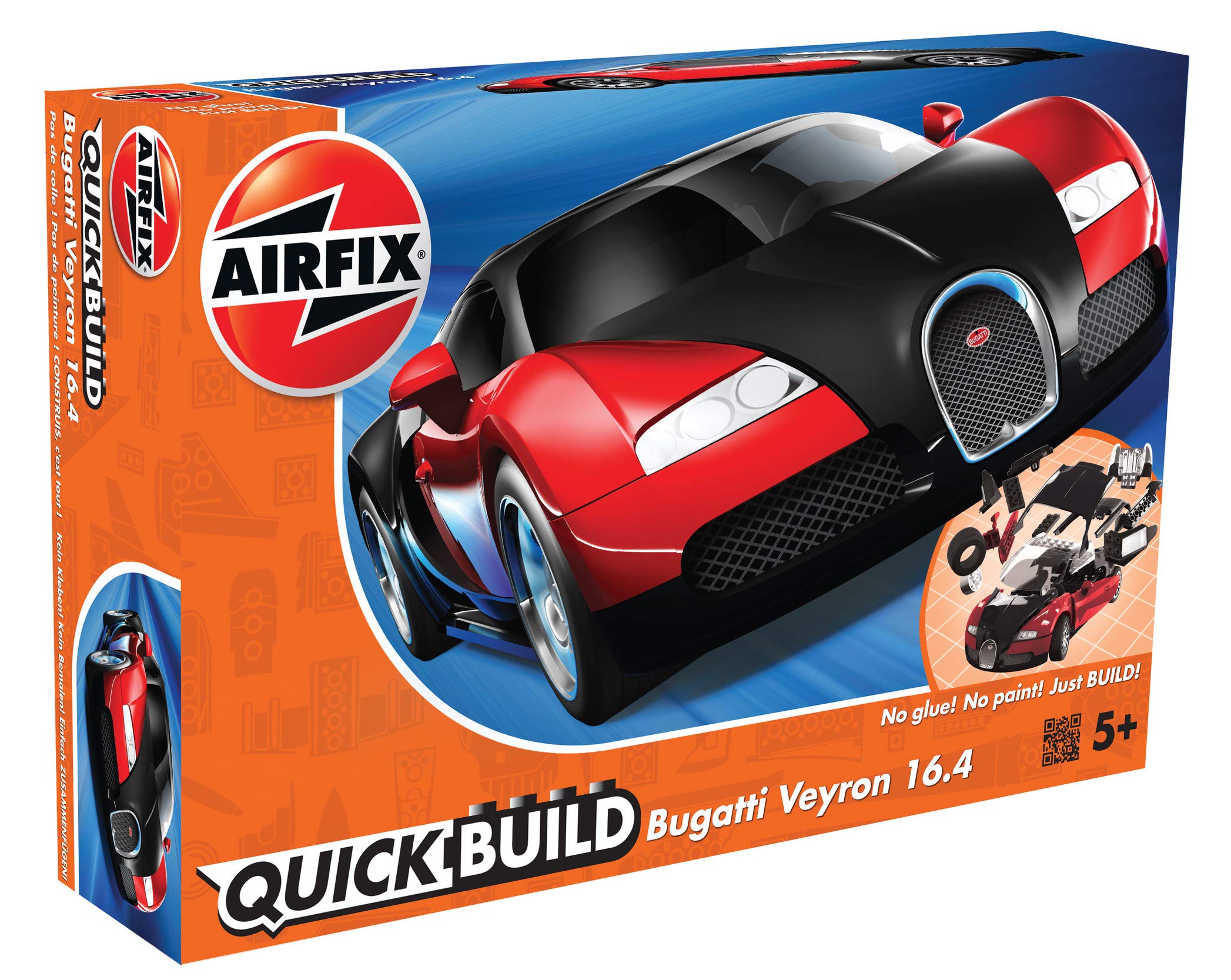 Foto 2 pulgar | Maqueta De Coche Airfix Quickbuild Bugatti 16 4 Veyron Negro Rojo - Venta Internacional.