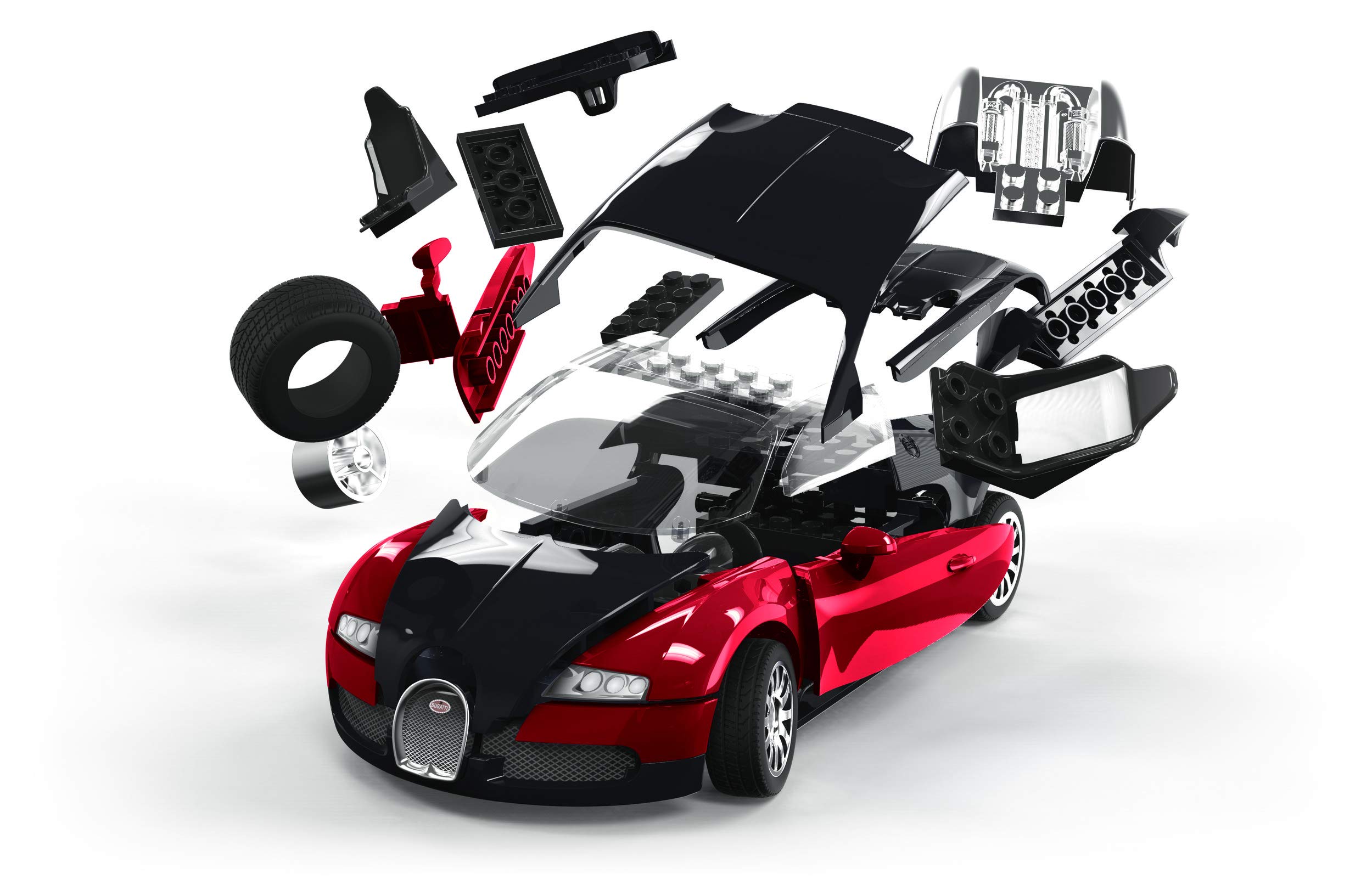 Foto 4 pulgar | Maqueta De Coche Airfix Quickbuild Bugatti 16 4 Veyron Negro Rojo - Venta Internacional.