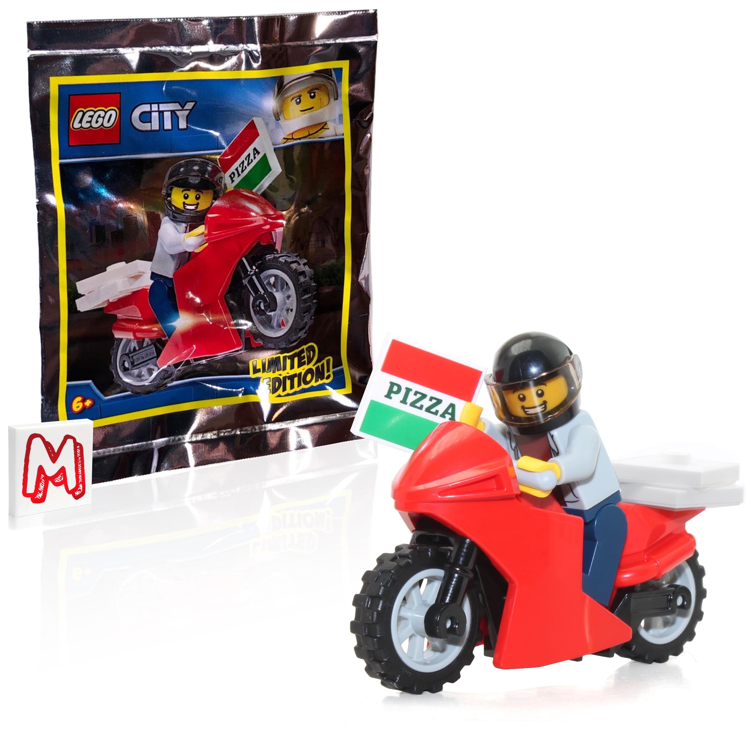 Foto 2 pulgar | Minifigura De Repartidor De Pizza De Lego City Con Moto - Venta Internacional.