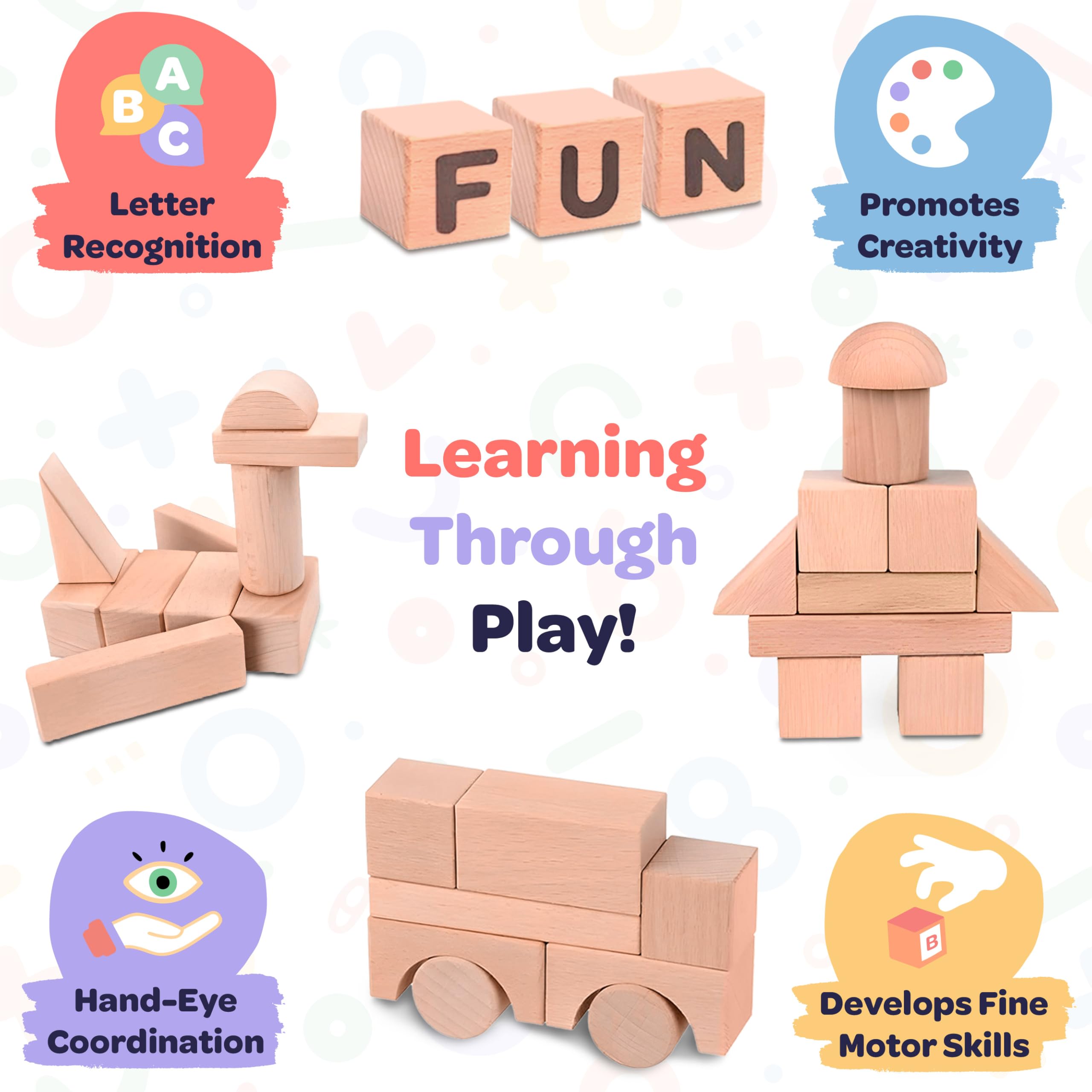 Foto 4 pulgar | Bloques De Madera Mini Minds 100 Bloques De Construcción Con Letras Y Números - Venta Internacional.