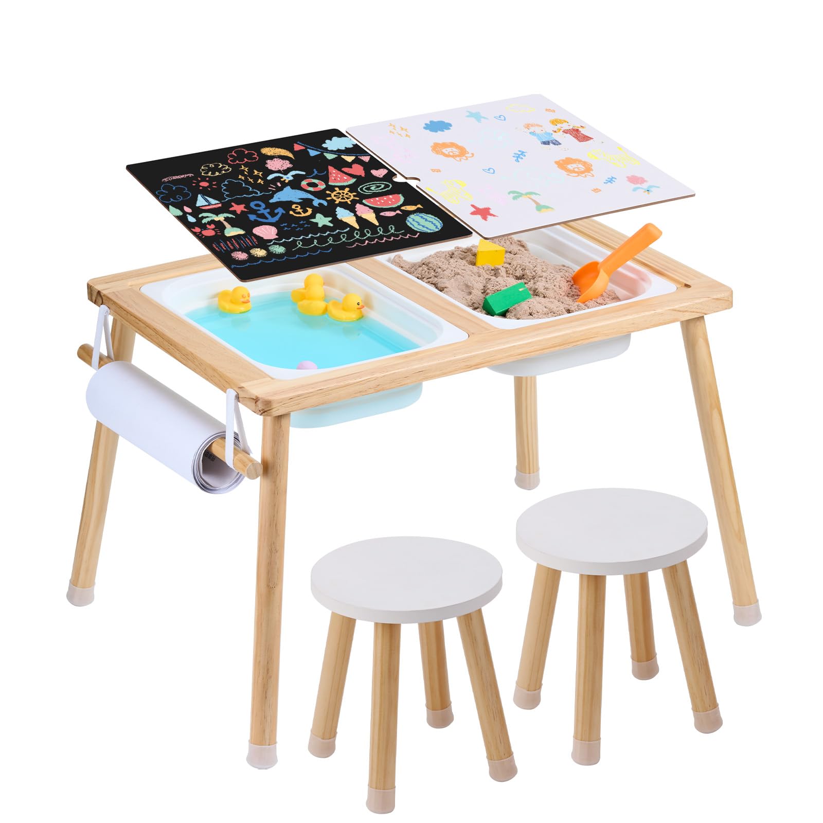 Foto 2 pulgar | Juego De Mesa Sensorial Vevor Con 2 Taburetes, 2 Contenedores De Almacenamiento Y Rollo De Papel - Venta Internacional.