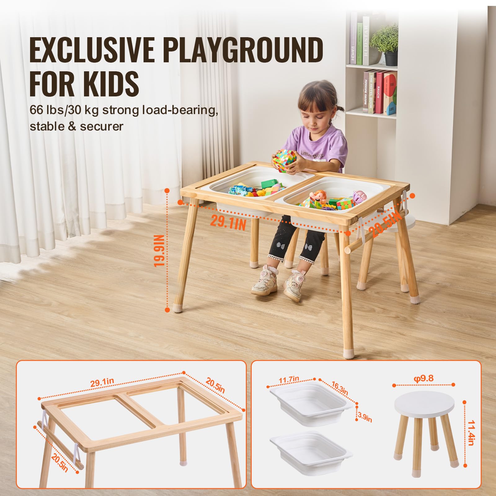 Foto 5 | Juego De Mesa Sensorial Vevor Con 2 Taburetes, 2 Contenedores De Almacenamiento Y Rollo De Papel - Venta Internacional.