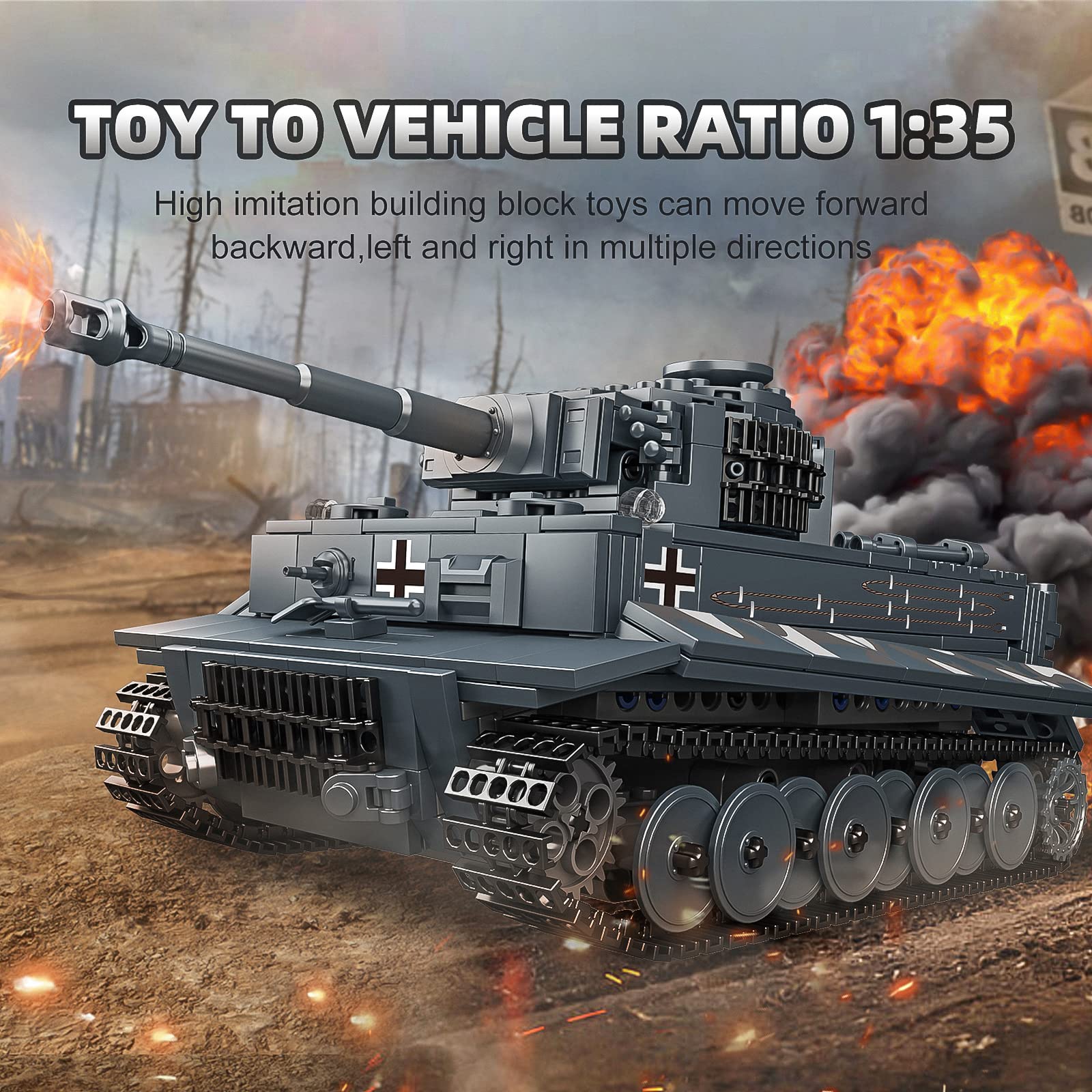 Foto 3 pulgar | Tanque Building Blocks Toy Mould King 20014 Tiger Con Mando A Distancia - Venta Internacional.