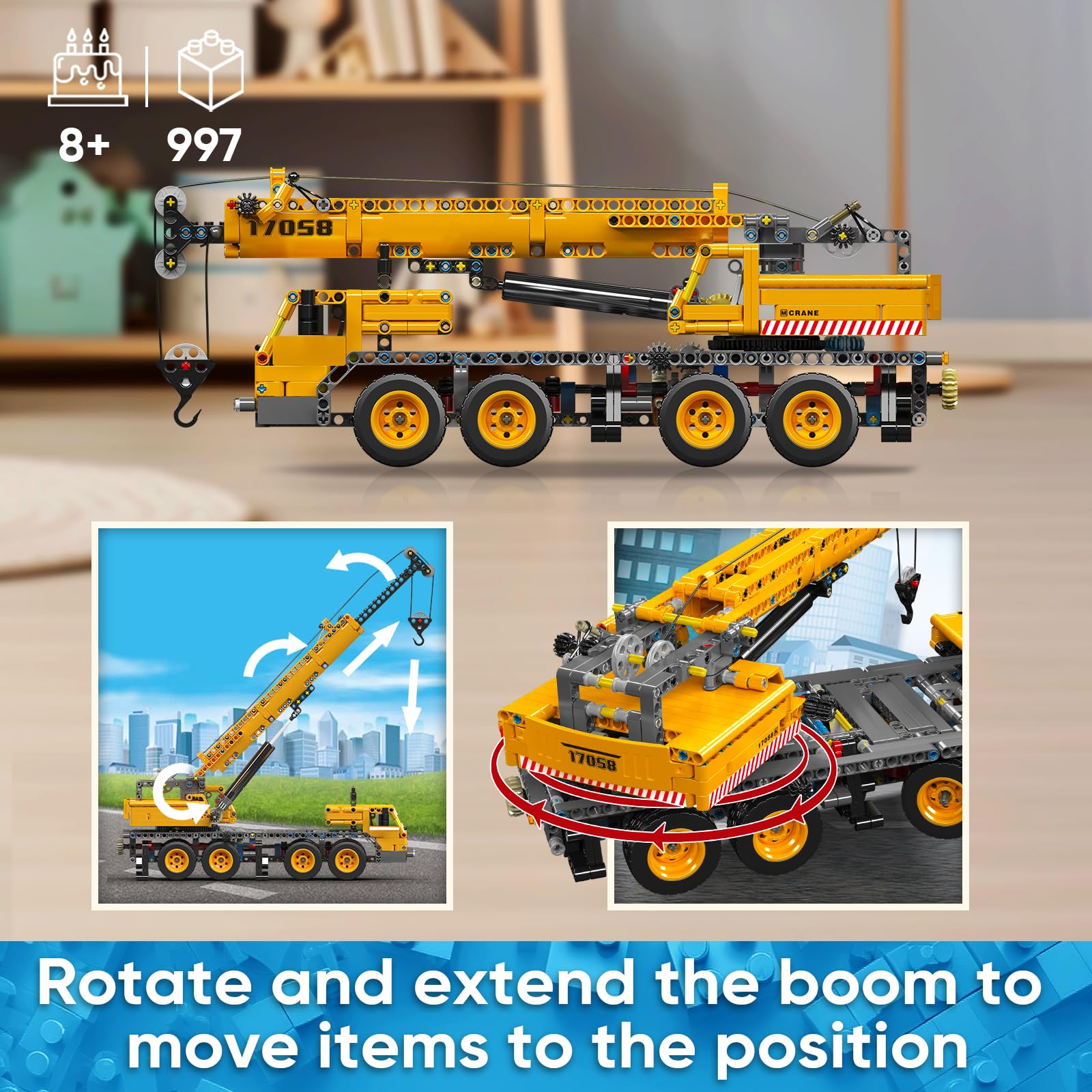Foto 3 | Kit De Bloques De Construcción Mould King 17058 Crane Truck 997 Piezas - Venta Internacional.