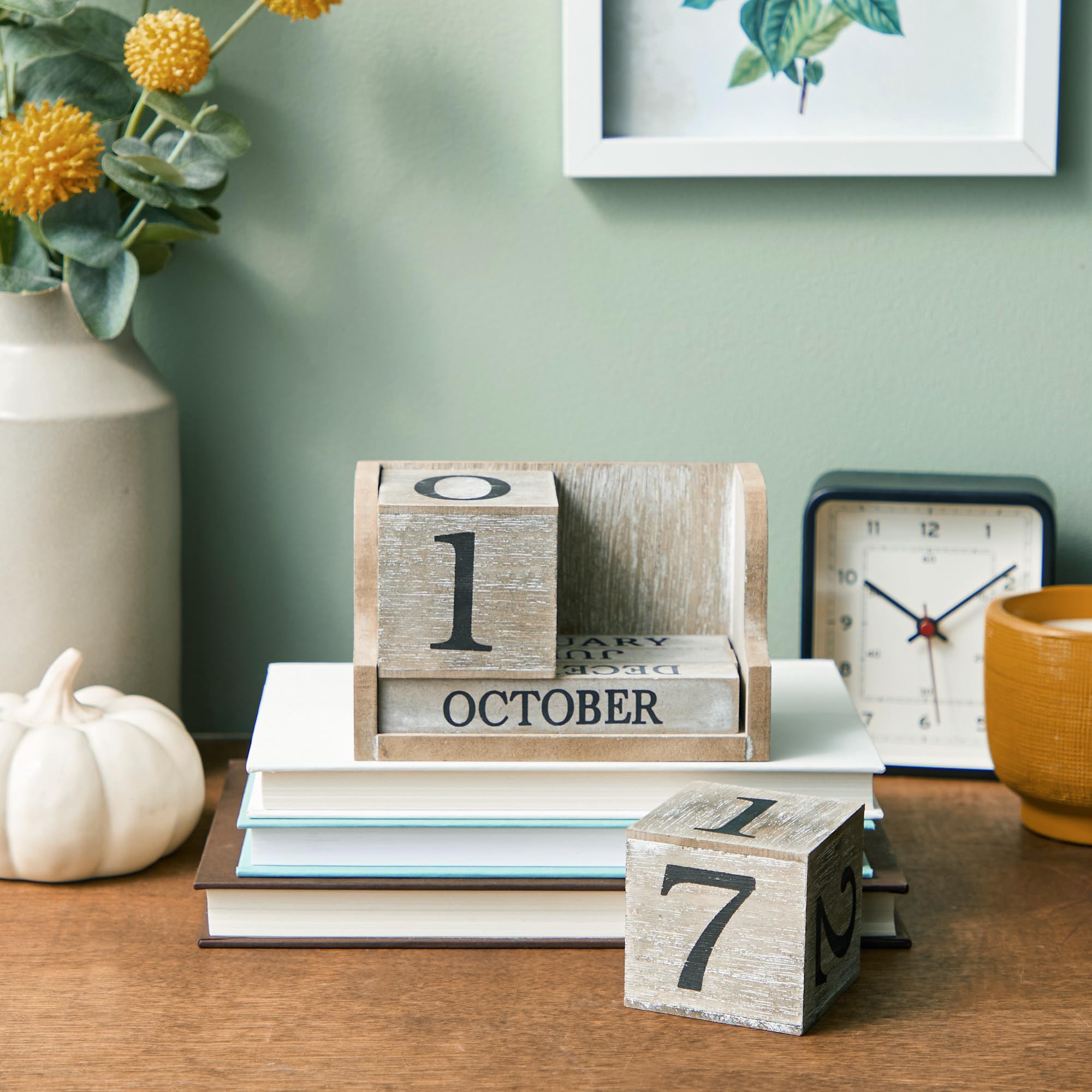 Foto 2 | Calendario De Madera Con Bloques Perpetuos, Estilo Vintage De Juvale - Venta Internacional.