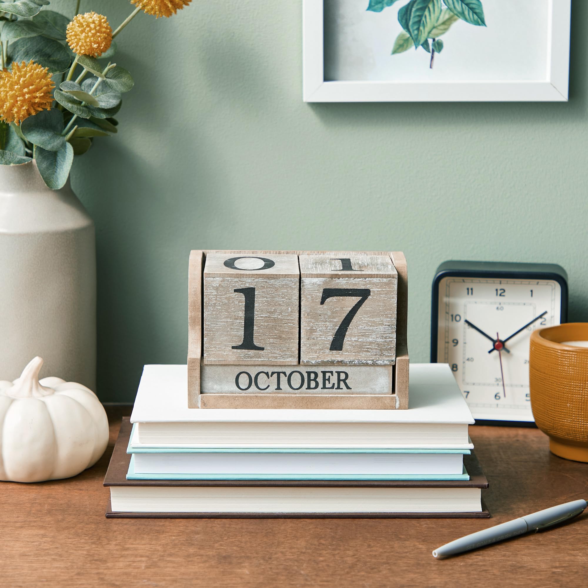Foto 4 pulgar | Calendario De Madera Con Bloques Perpetuos, Estilo Vintage De Juvale - Venta Internacional.