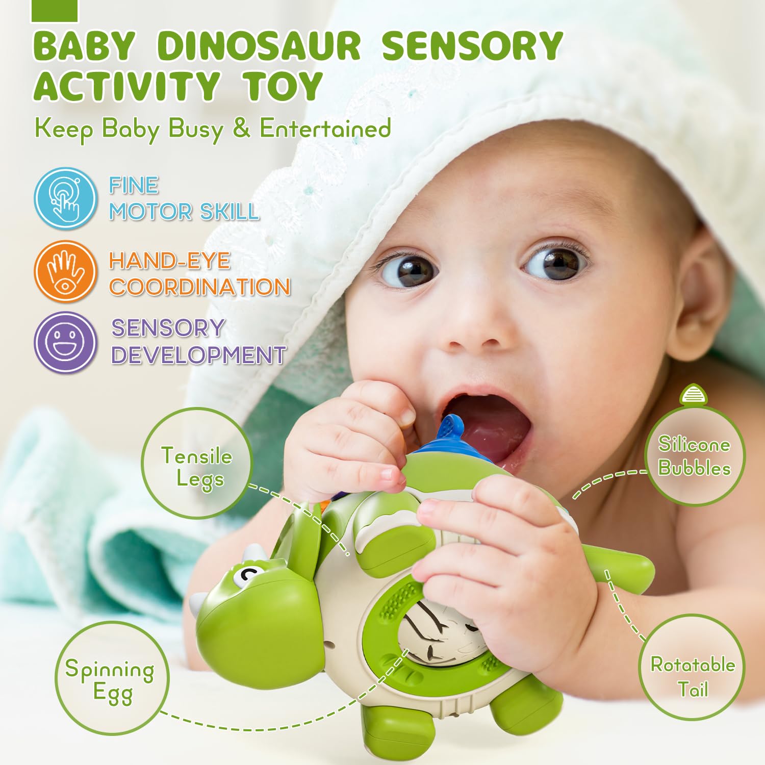 Foto 3 pulgar | Toy Lehoo Castle Dinosaur Sensory Para Niño De 1 Año Con Ruleta - Venta Internacional.