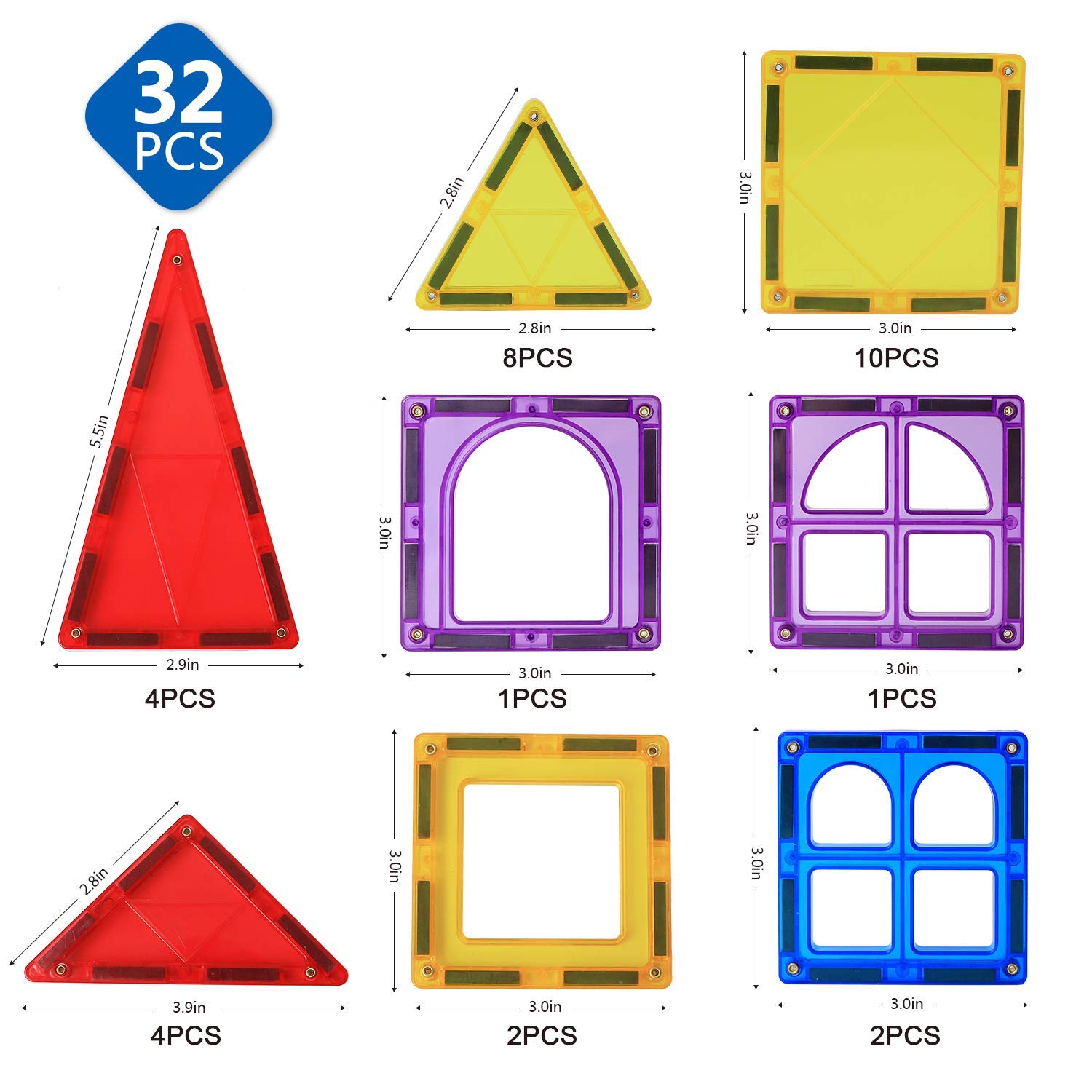 Foto 3 pulgar | Bloques Magnéticos Magblock Para Niños De Más De 3 Años Con 32 Piezas - Venta Internacional.