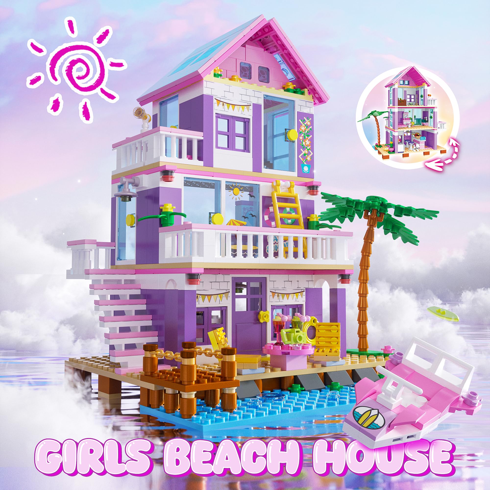 Foto 3 pulgar | Set De Construcción Jaeuzkjyda Seaside Villa Beach House Para Niñas De 8 A 12 Años - Venta Internacional.