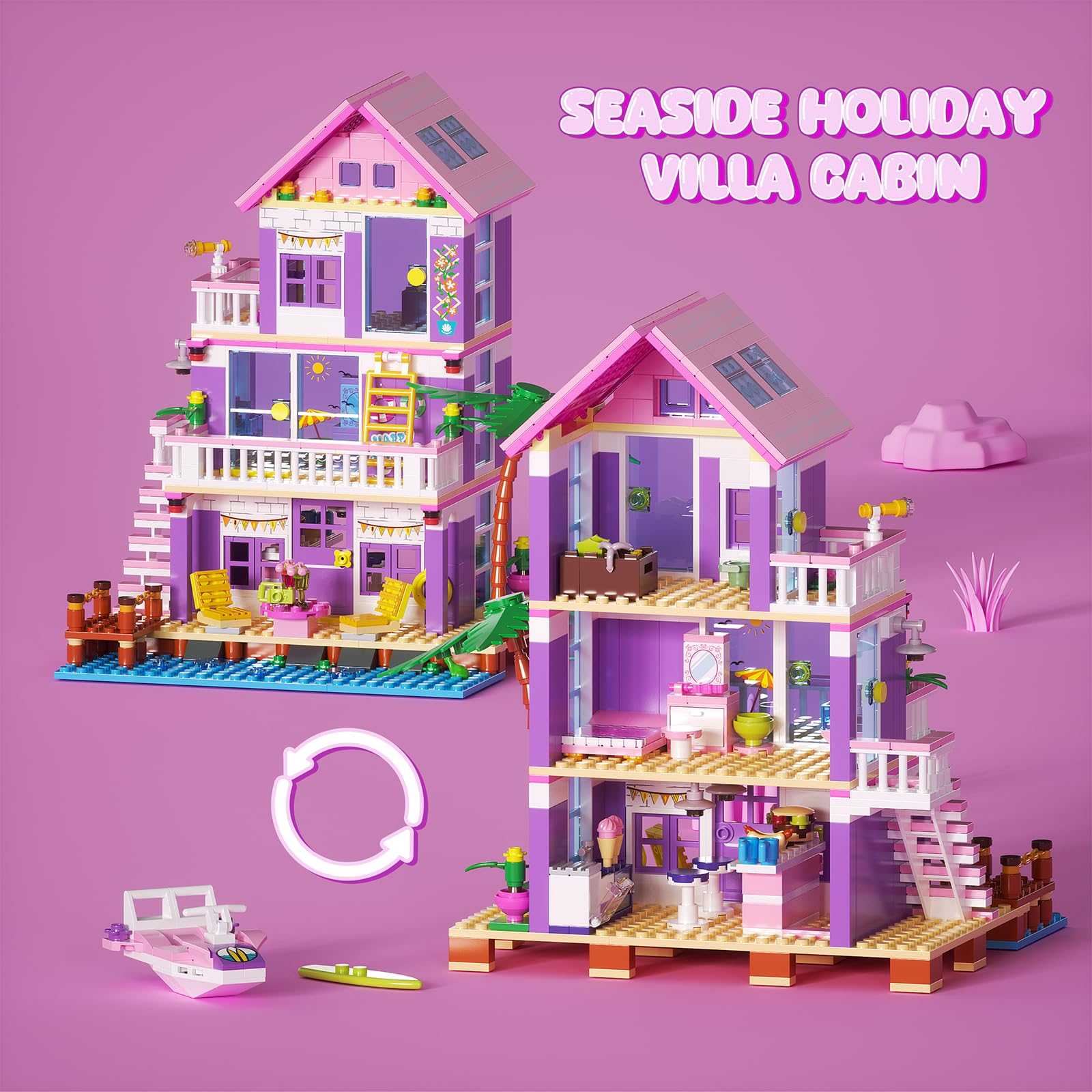 Foto 7 pulgar | Set De Construcción Jaeuzkjyda Seaside Villa Beach House Para Niñas De 8 A 12 Años - Venta Internacional.