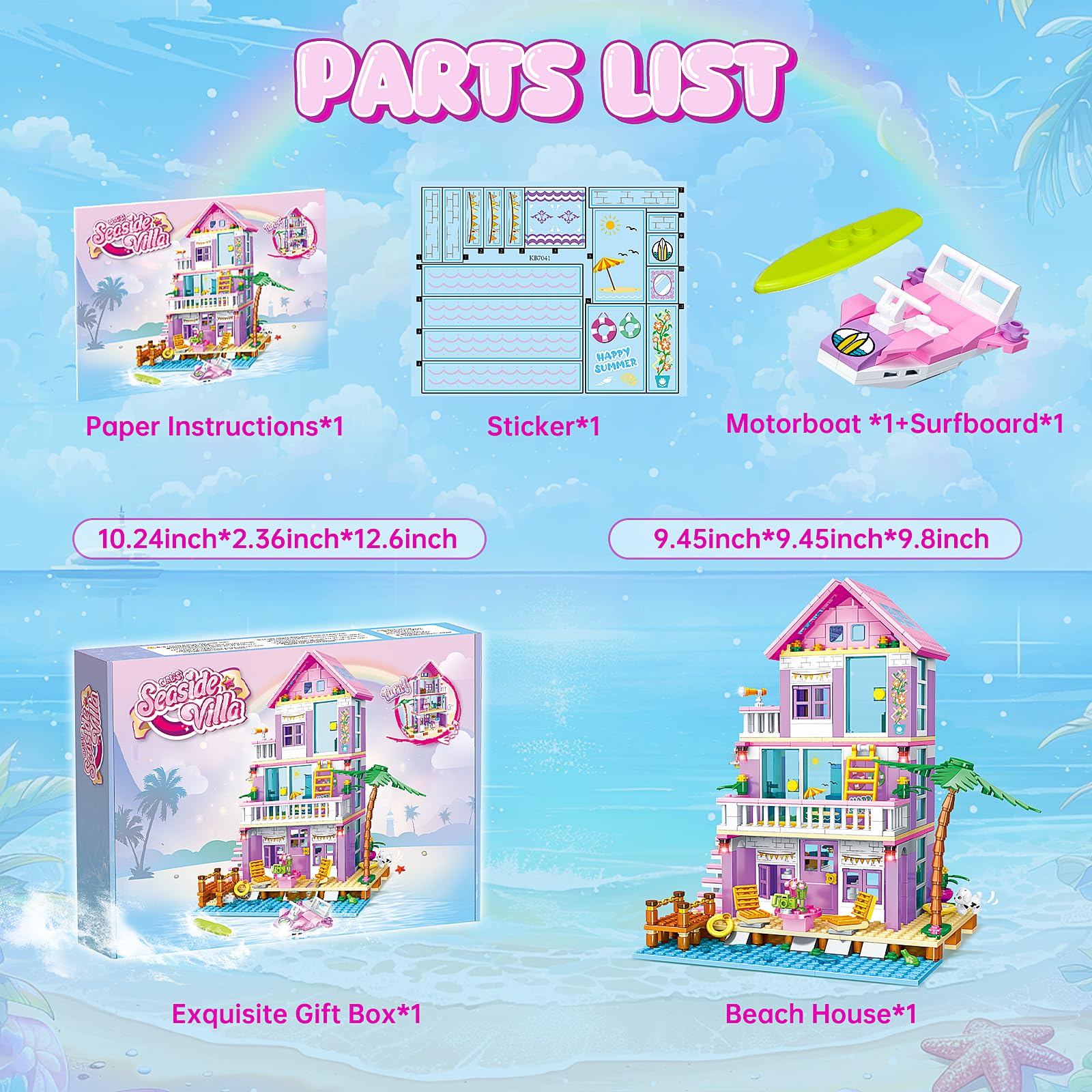 Foto 8 pulgar | Set De Construcción Jaeuzkjyda Seaside Villa Beach House Para Niñas De 8 A 12 Años - Venta Internacional.