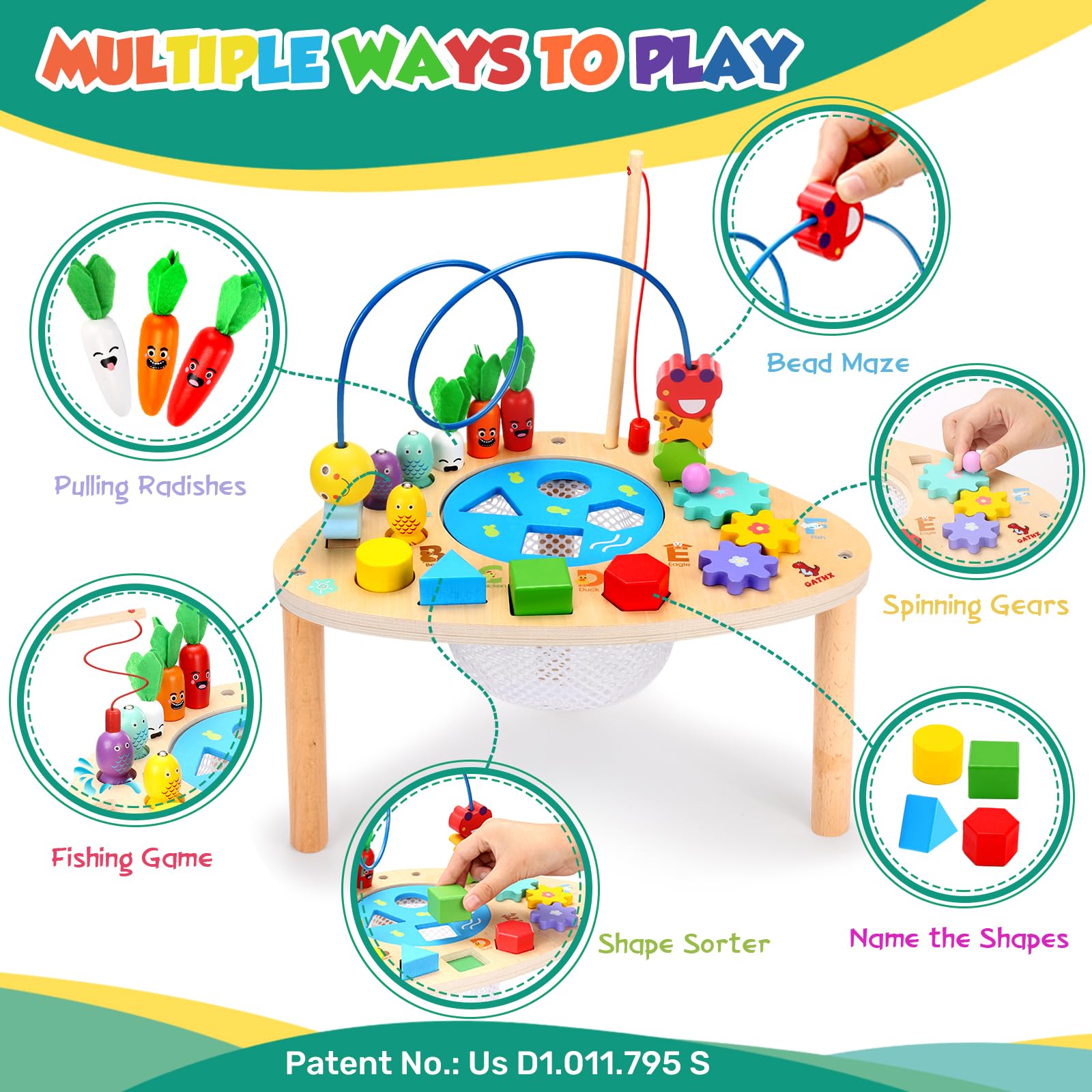 Foto 3 pulgar | Mesa De Actividades Oathx Para Niños De Más De 1 Año Con 6 En 1 Games Wood - Venta Internacional.