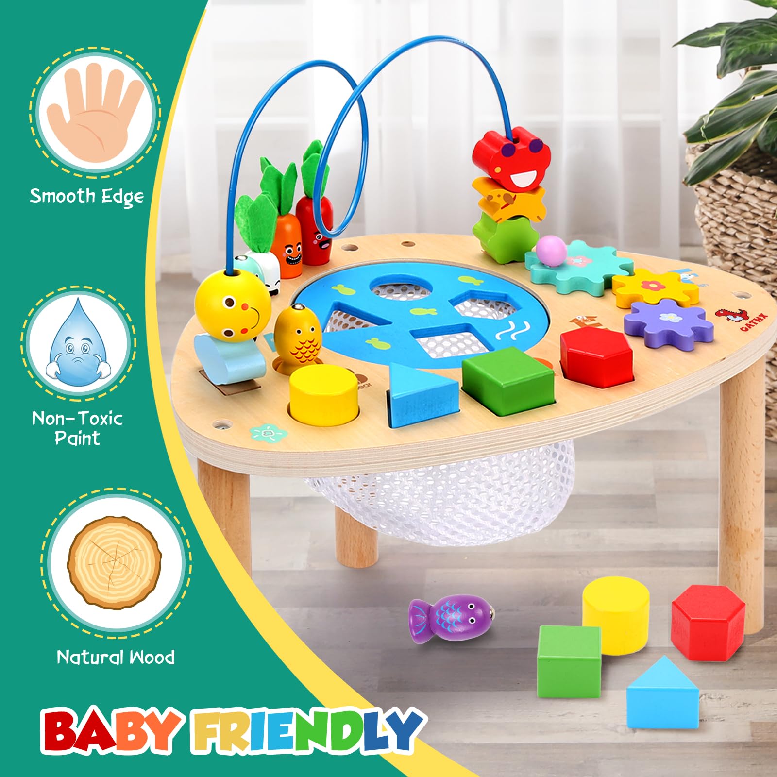 Foto 4 pulgar | Mesa De Actividades Oathx Para Niños De Más De 1 Año Con 6 En 1 Games Wood - Venta Internacional.