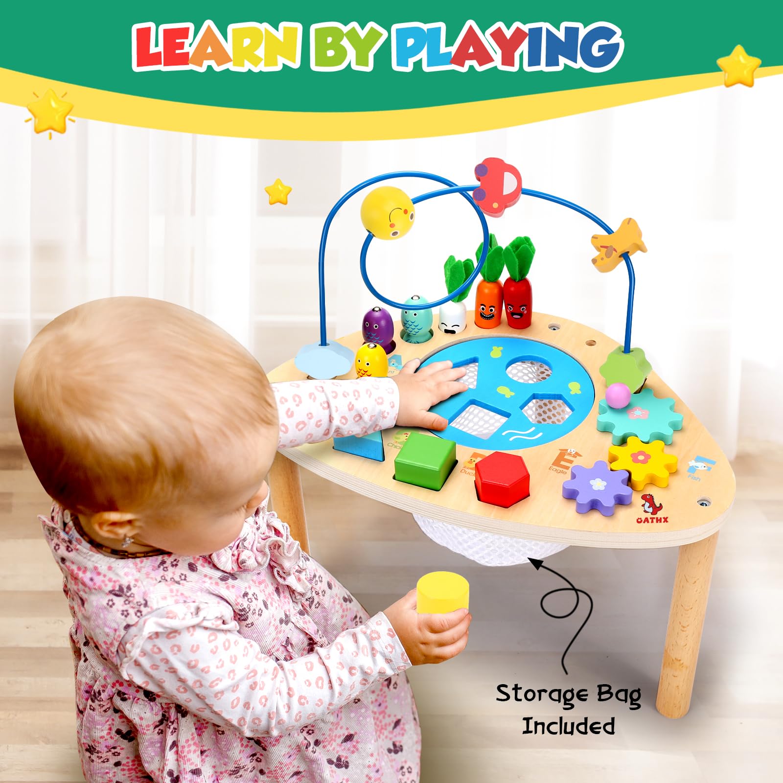 Foto 7 pulgar | Mesa De Actividades Oathx Para Niños De Más De 1 Año Con 6 En 1 Games Wood - Venta Internacional.