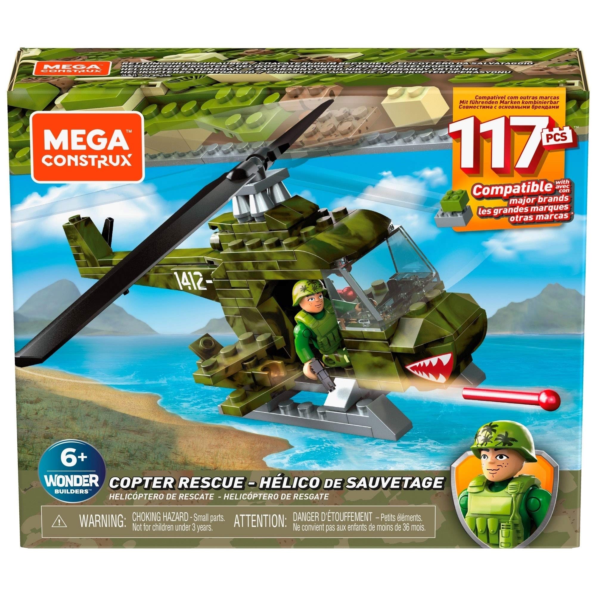 Foto 6 pulgar | Set De Construcción De Helicópteros De Juguete Mega Construx Copter Rescue - Venta Internacional.