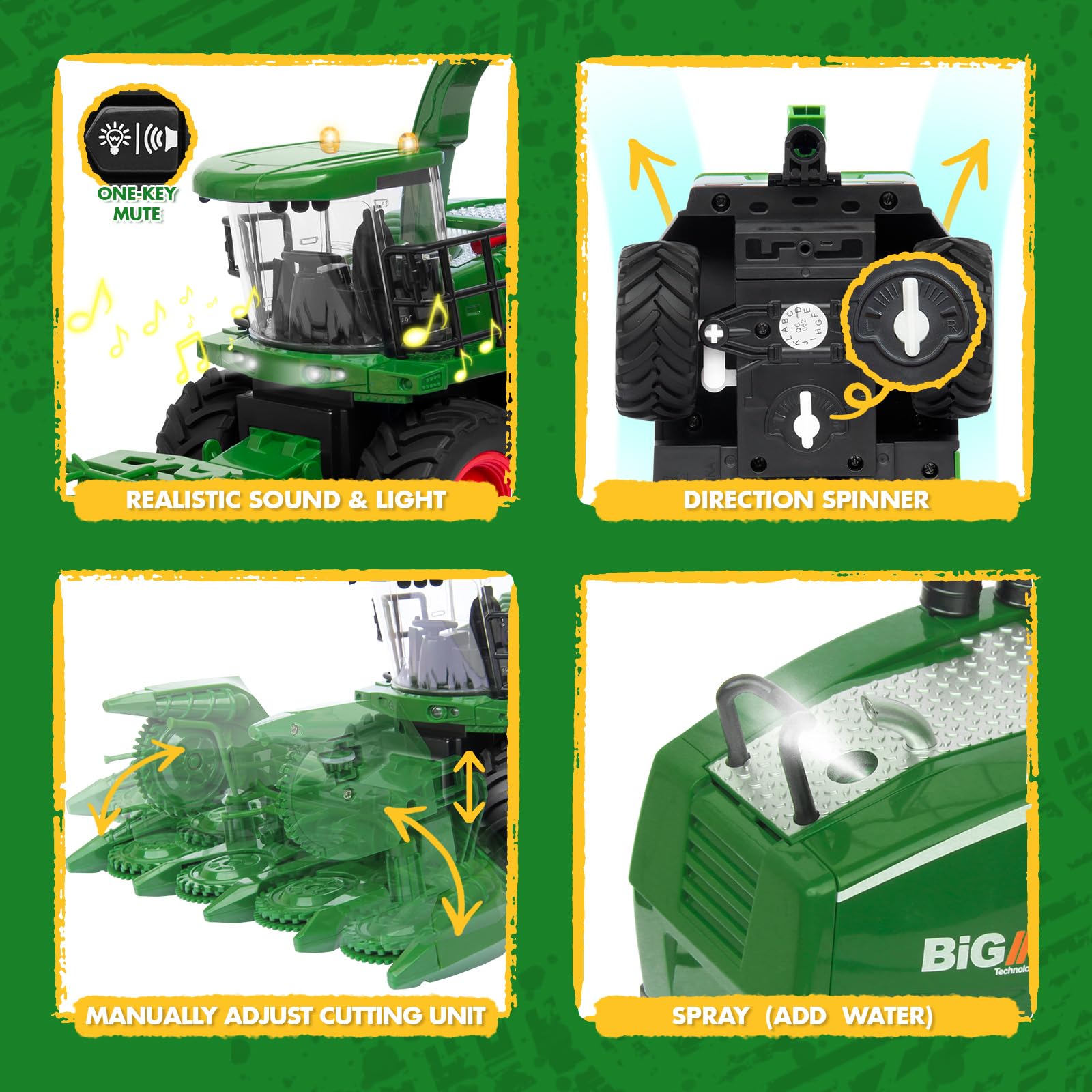 Foto 4 pulgar | Tractor Cosechador Combinado Con Control Remoto De Juguete Uarzt 1/24 - Venta Internacional.