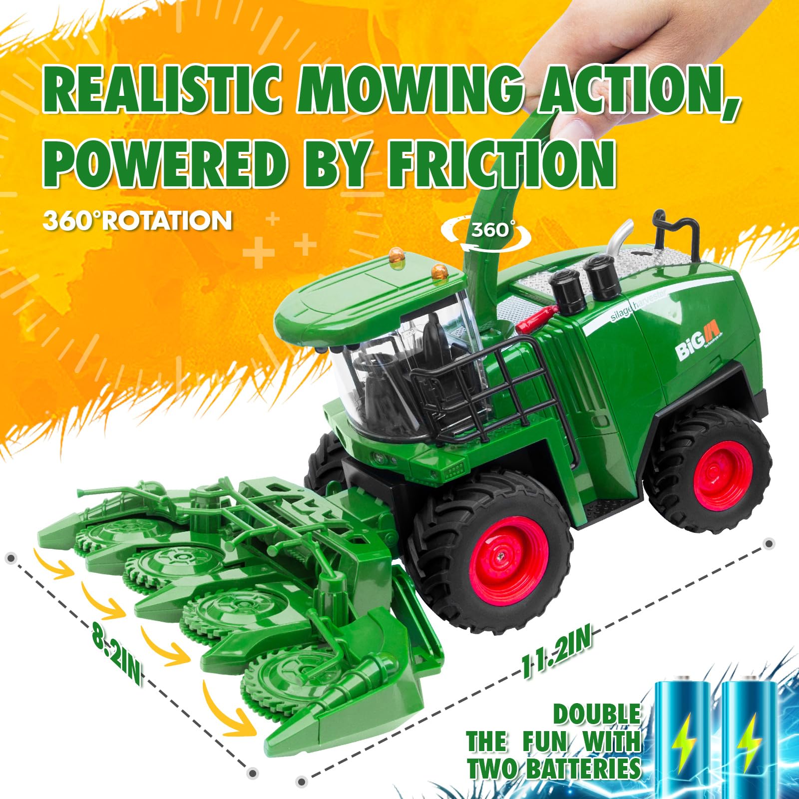 Foto 7 | Tractor Cosechador Combinado Con Control Remoto De Juguete Uarzt 1/24 - Venta Internacional.