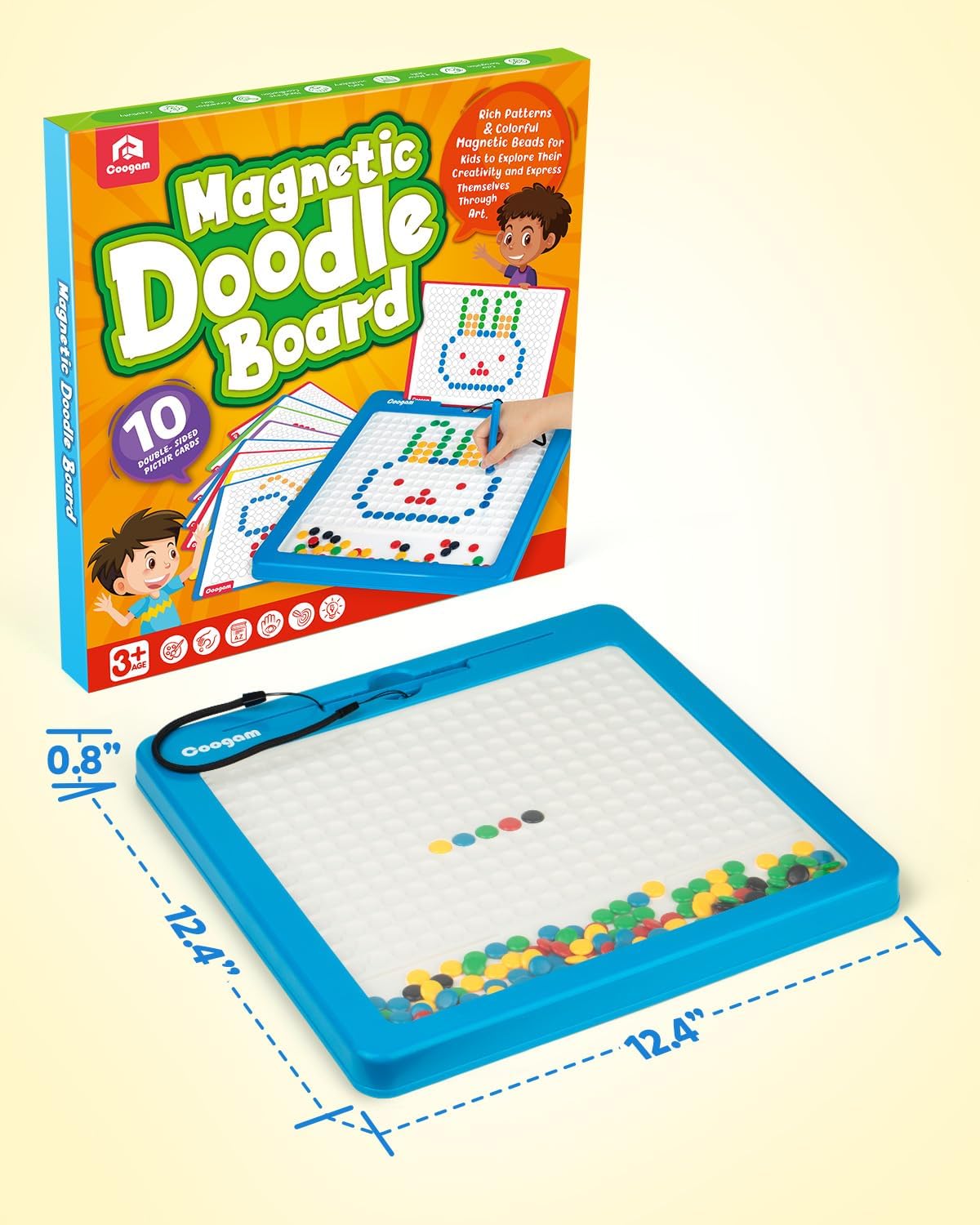 Foto 8 pulgar | Tablero De Dibujo Magnético Coogam, Tamaño Grande, Con Bolígrafo Y Cuentas Con Puntos, De 3 A 6 Años - Venta Inte