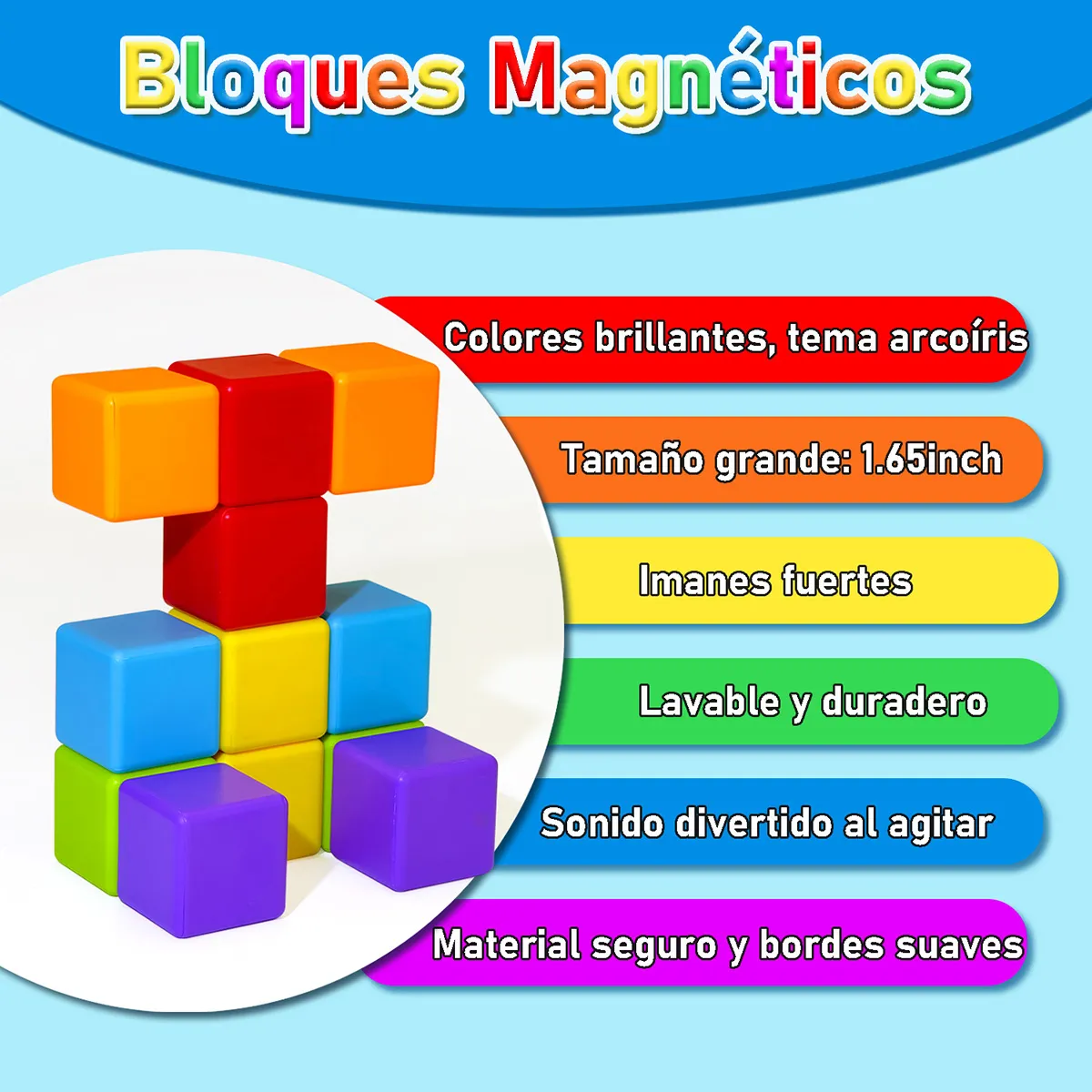 Foto 3 | Bloques Magnéticos Belug 12pz Colores