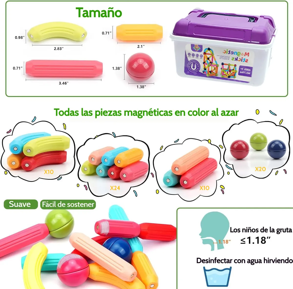 Foto 4 pulgar | Bloques Construcción Belug 64pz Multicolor