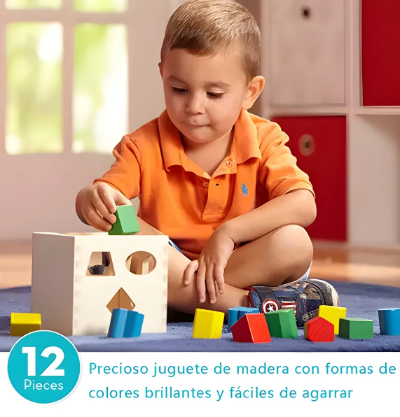 Foto 4 | Xtellar Juego Educativo De Madera Montessori Para Bebés, Set De Cubos De Encaje De Colores 12 Piezas.